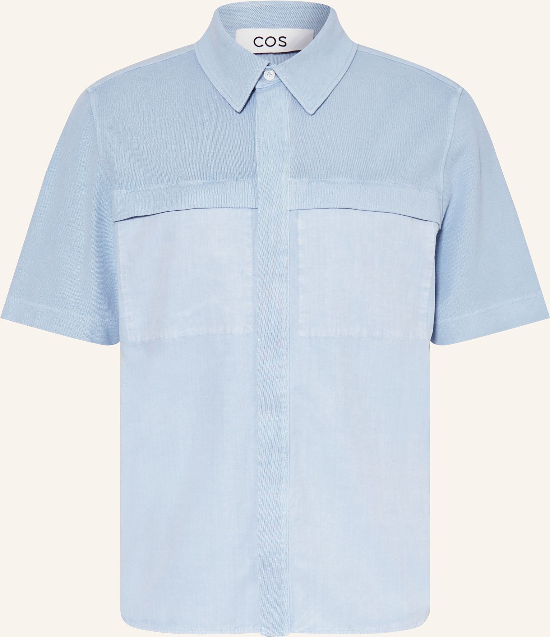 Cos Kurzarm-Hemd Comfort Fit Im Materialmix blau