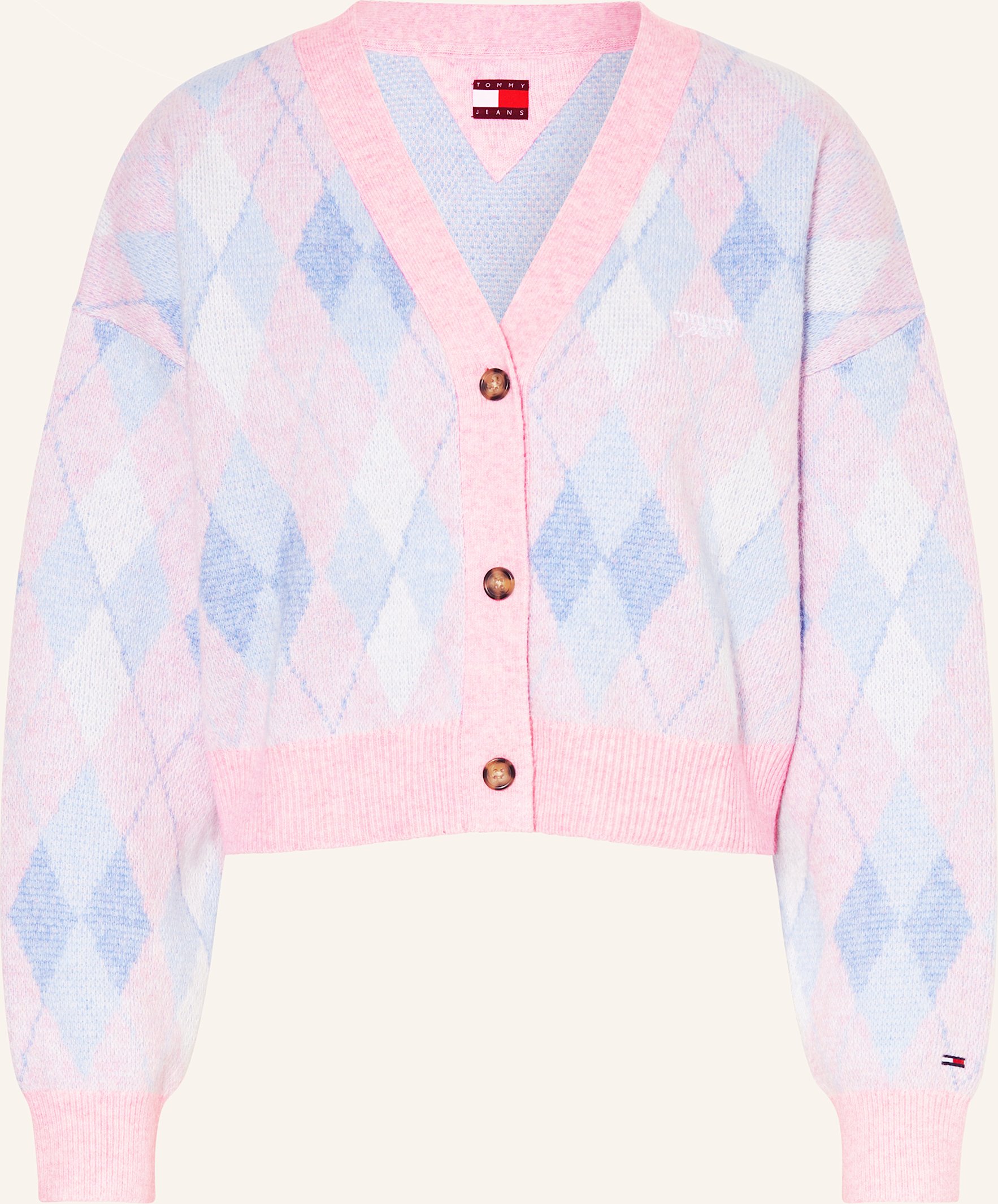 Tommy Jeans Cropped-Strickjacke rosa