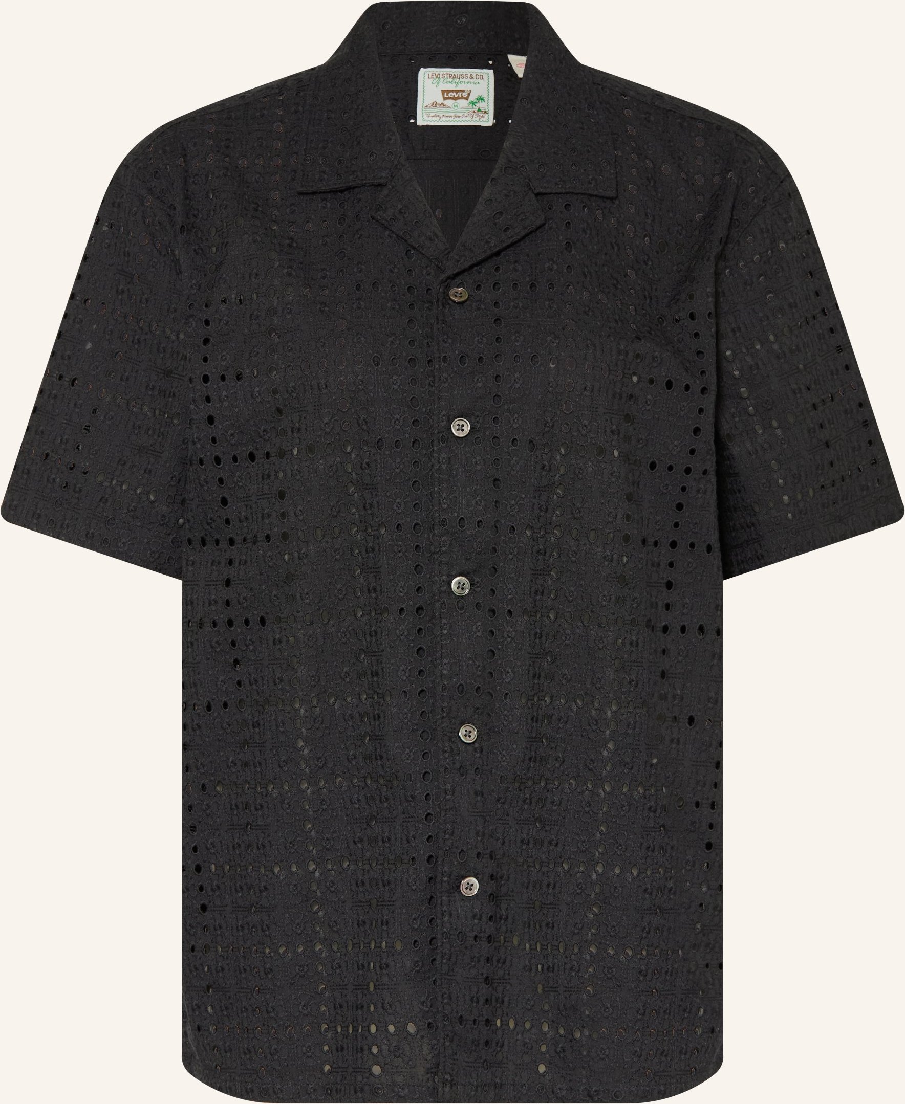 Levi's® Resorthemd Sunset Standard Fit Aus Lochspitze schwarz