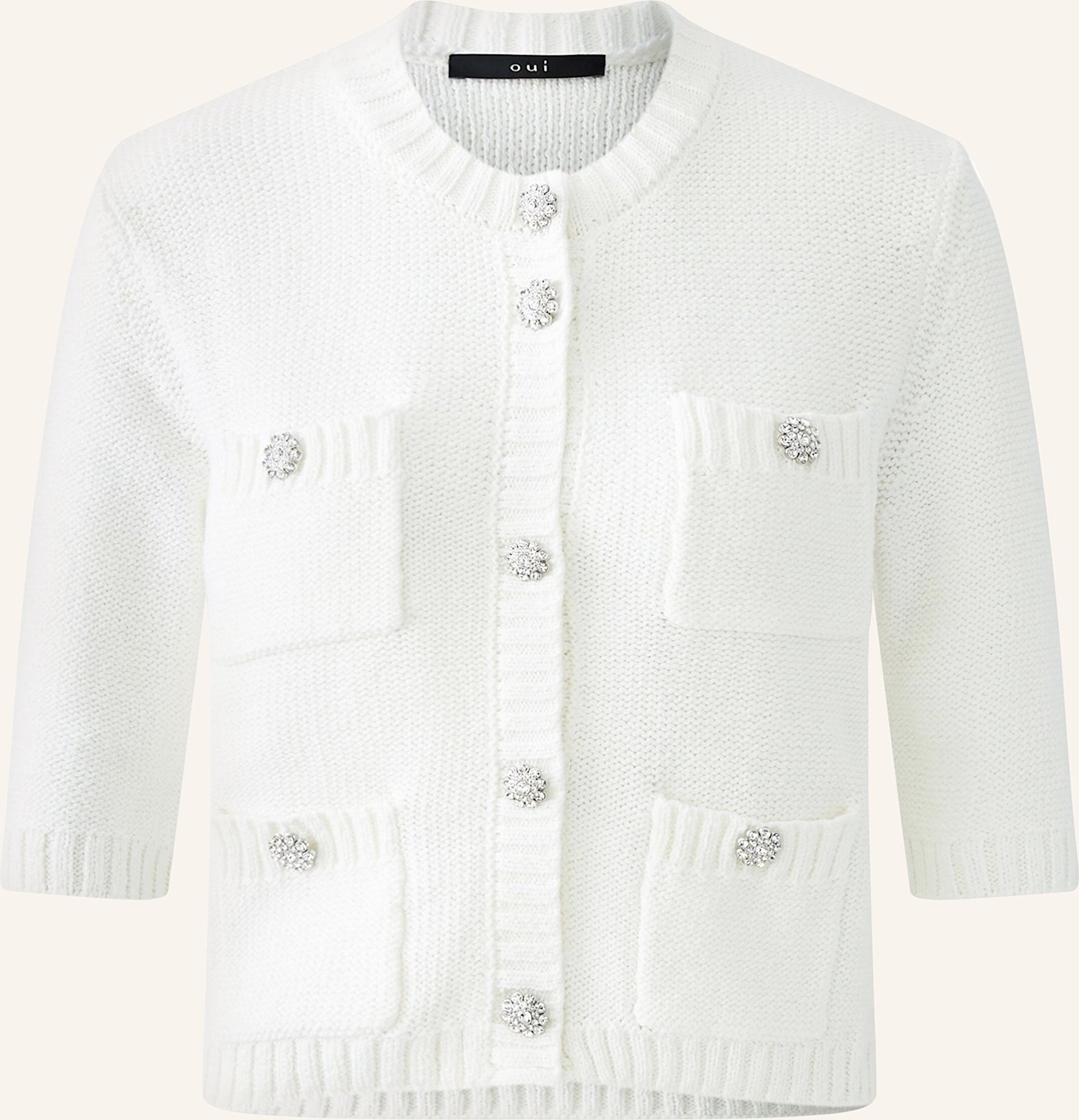 Oui Strickjacke Mit 3/4-Arm grau