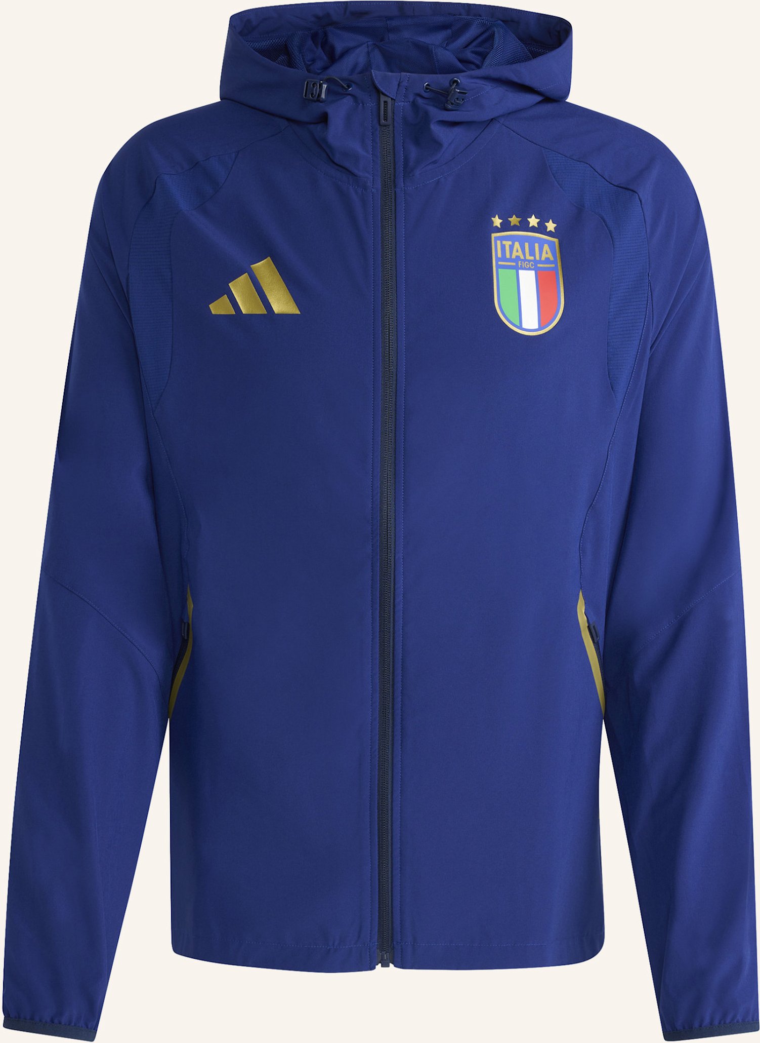 Adidas Italien Tiro Travel Windbreaker, Durchgehender Reissverschluss blau