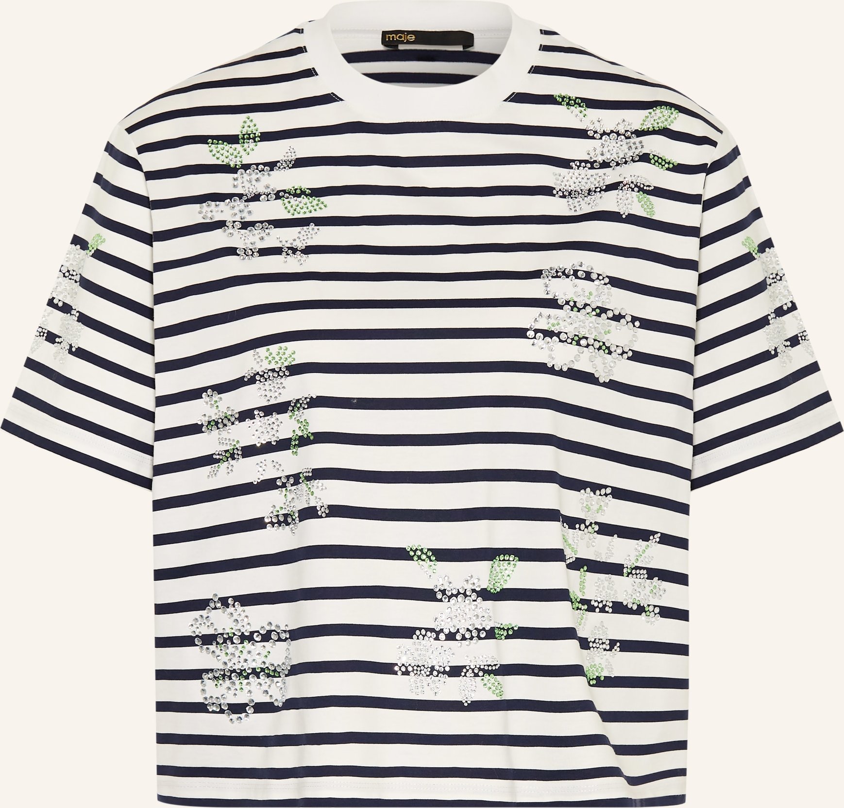 Maje T-Shirt Mit Schmucksteinen blau