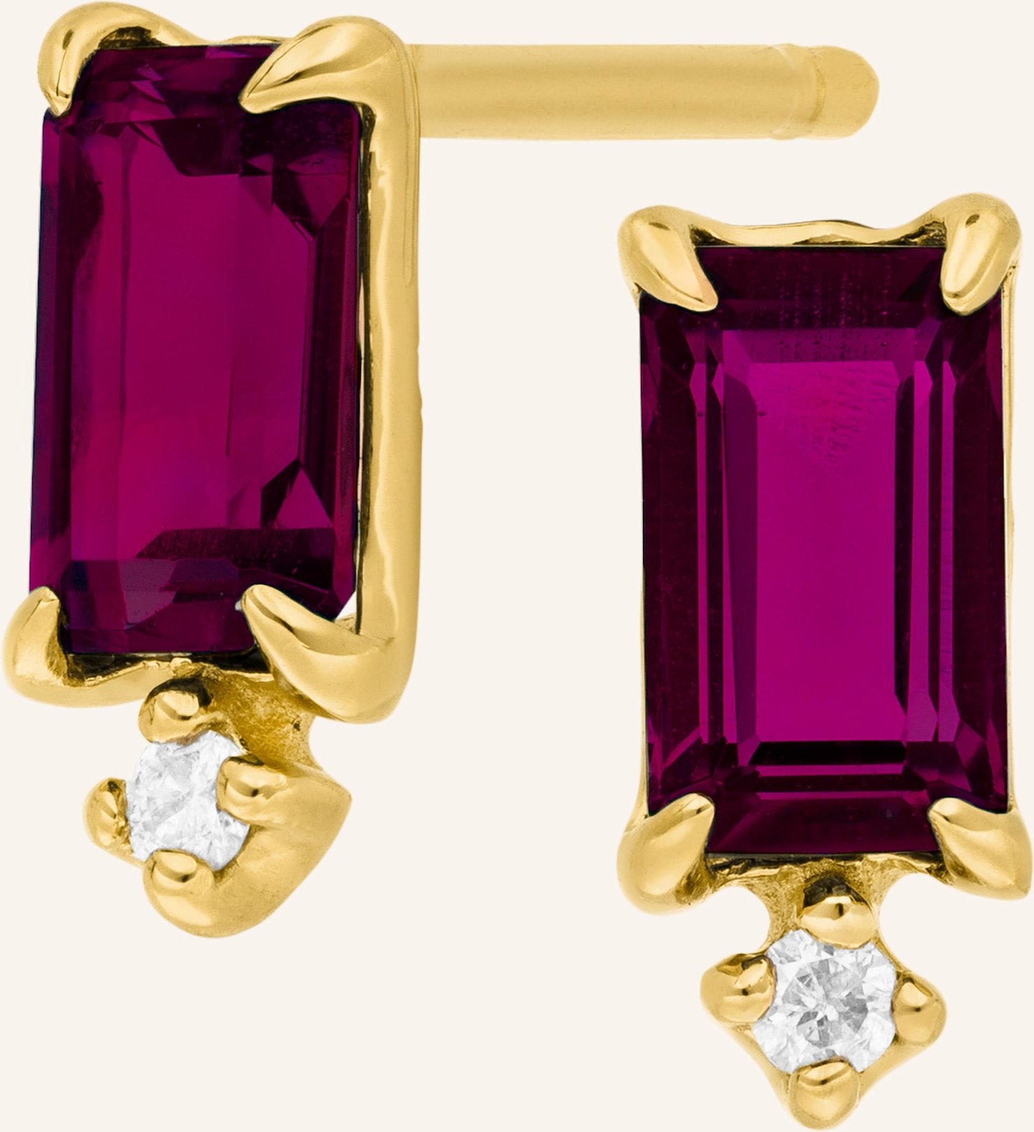 Leaf Ohrstecker Rhodolith Aus 14 Karat Gelbgold gold