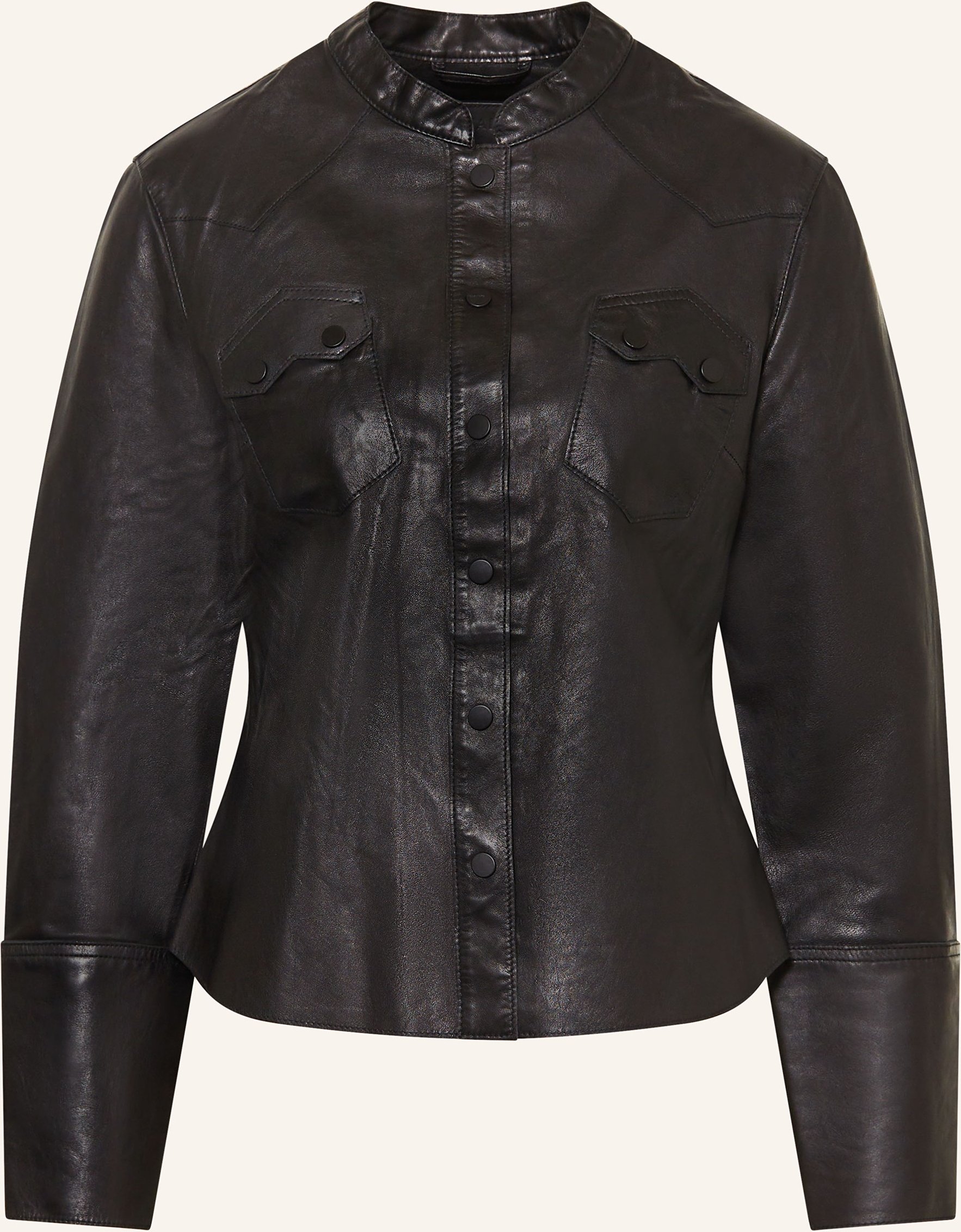 Allsaints Lederbluse schwarz
