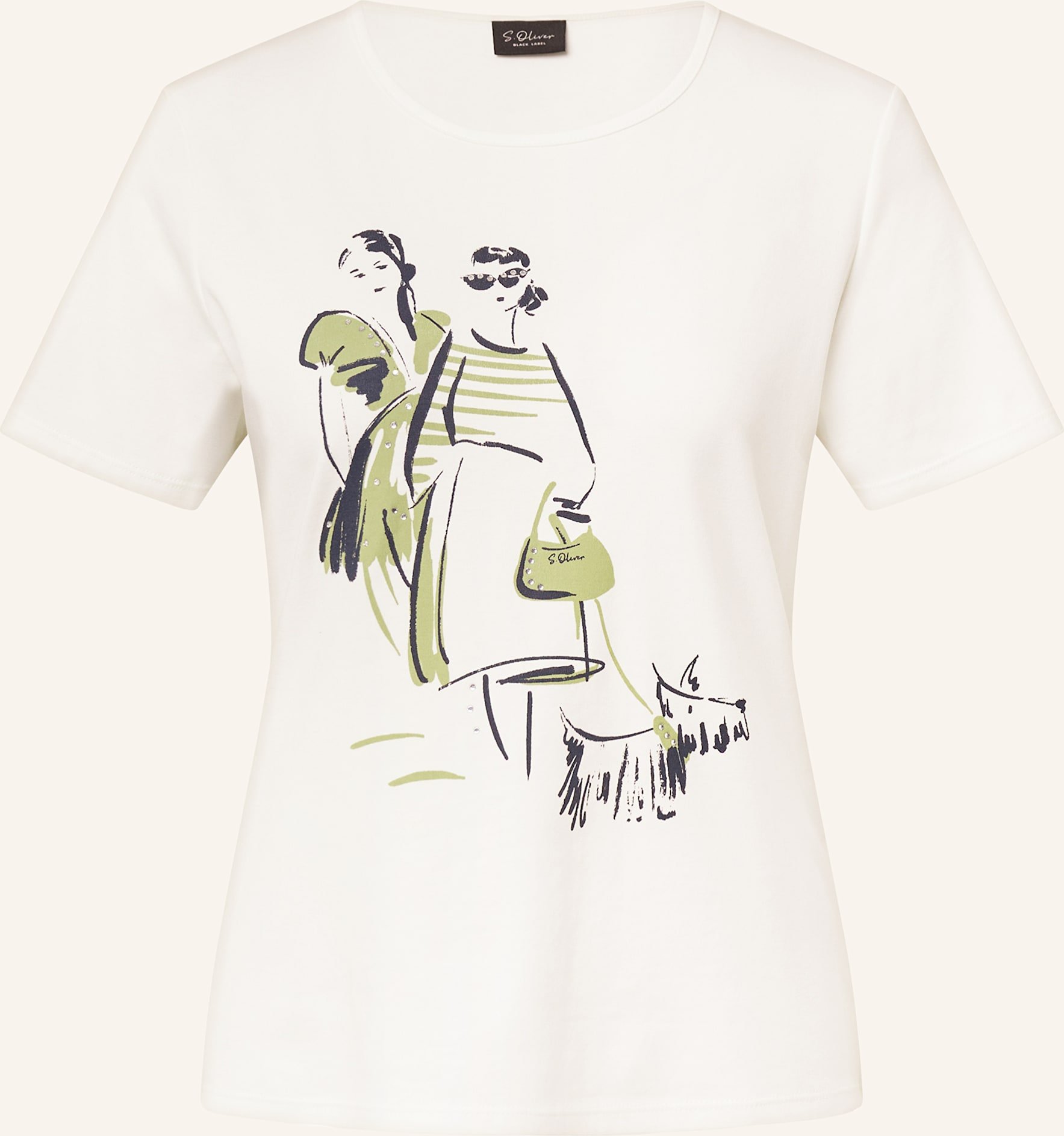 Thumbnail - S.Oliver Black Label T-Shirt Mit Schmucksteinen weiss