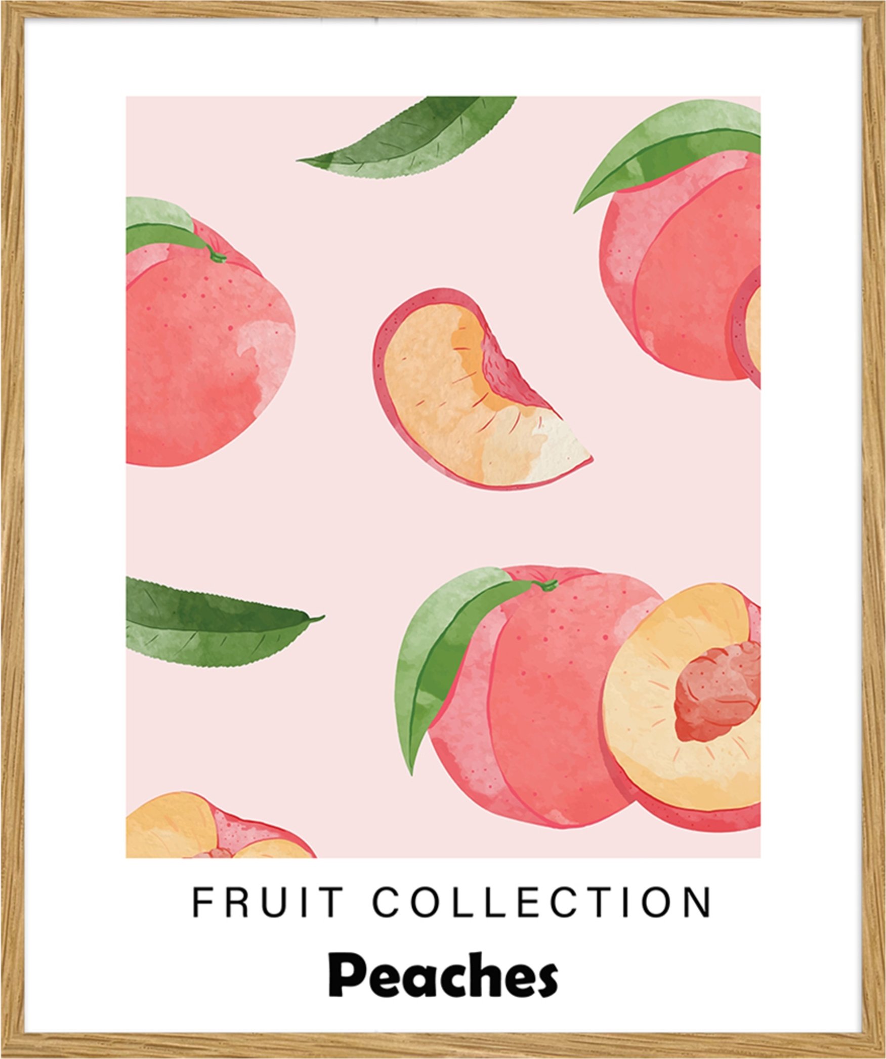 Liv Corday Wandbild Pfirsische - Fruchtkollektion Mit Rahmen weiss