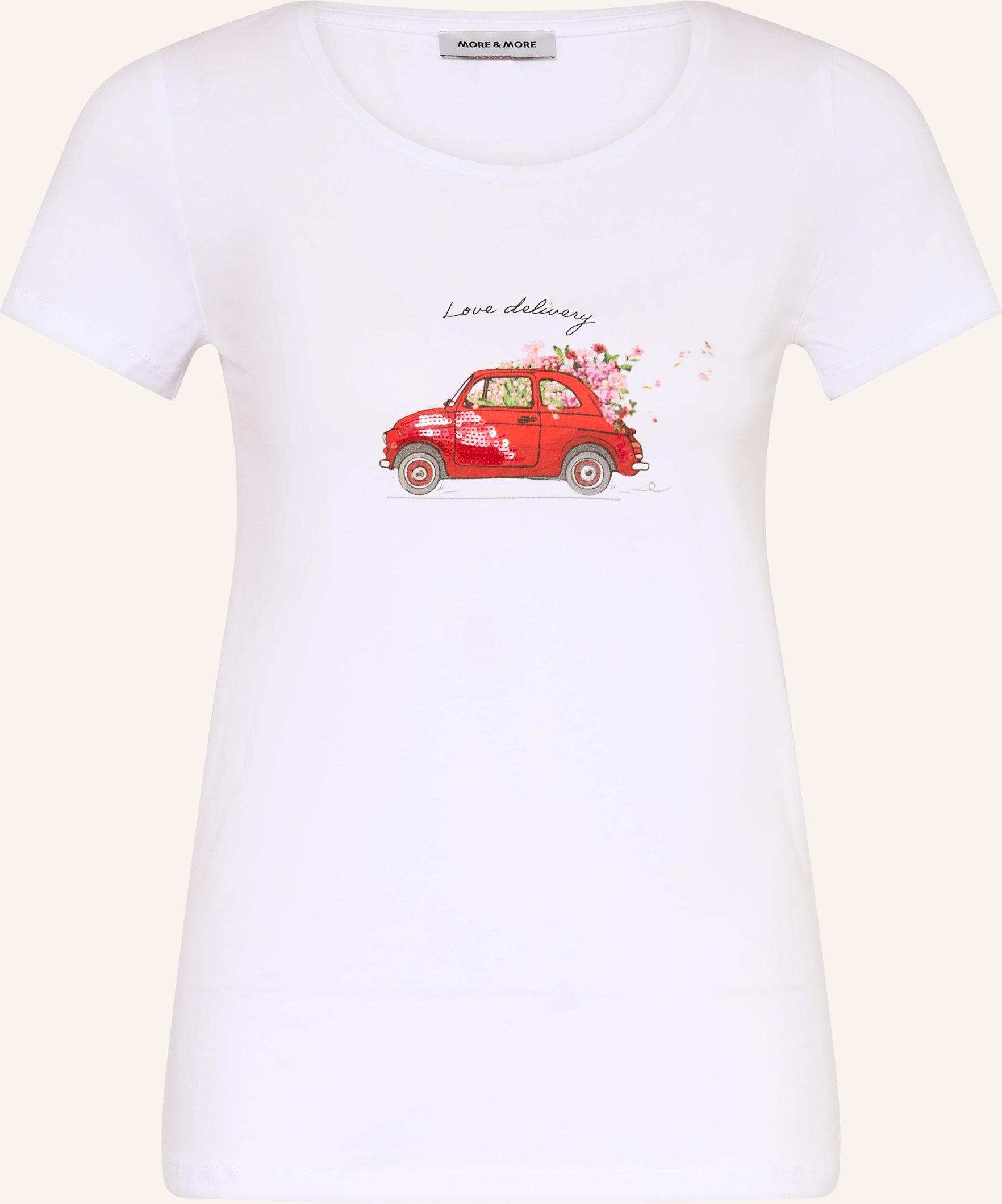 More & More T-Shirt Mit Pailletten weiss