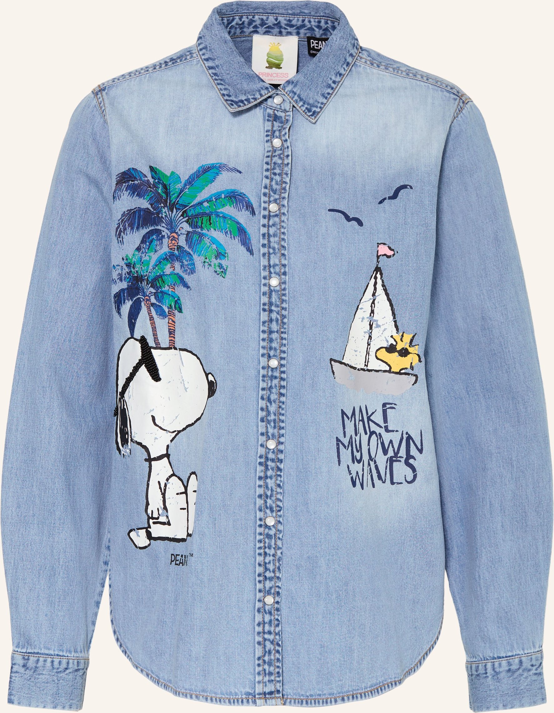 Princess Goes Hollywood Jeansbluse Mit Schmuckperlen blau