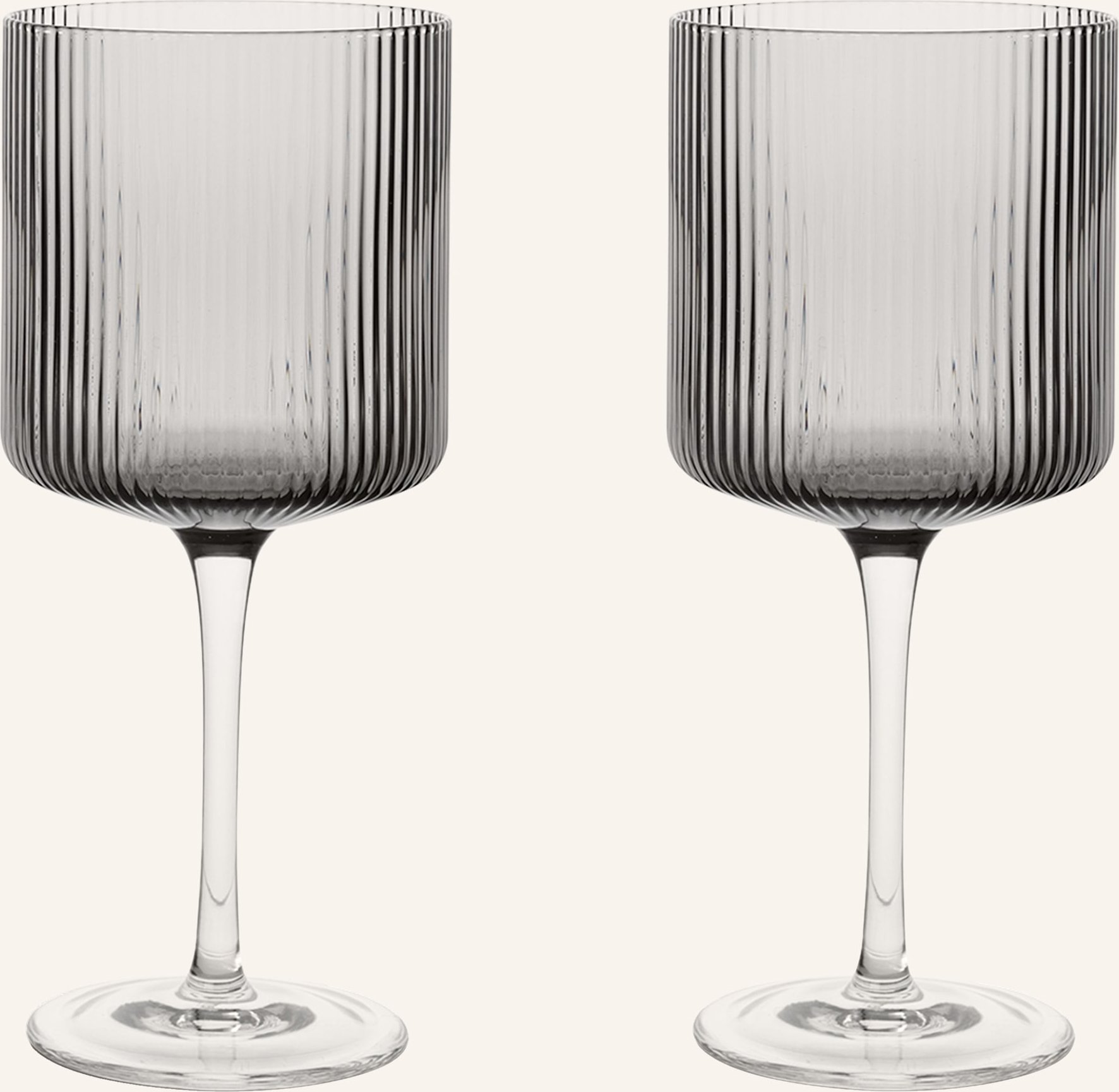 Ferm Living 2er-Set Weingläser Ripple grau