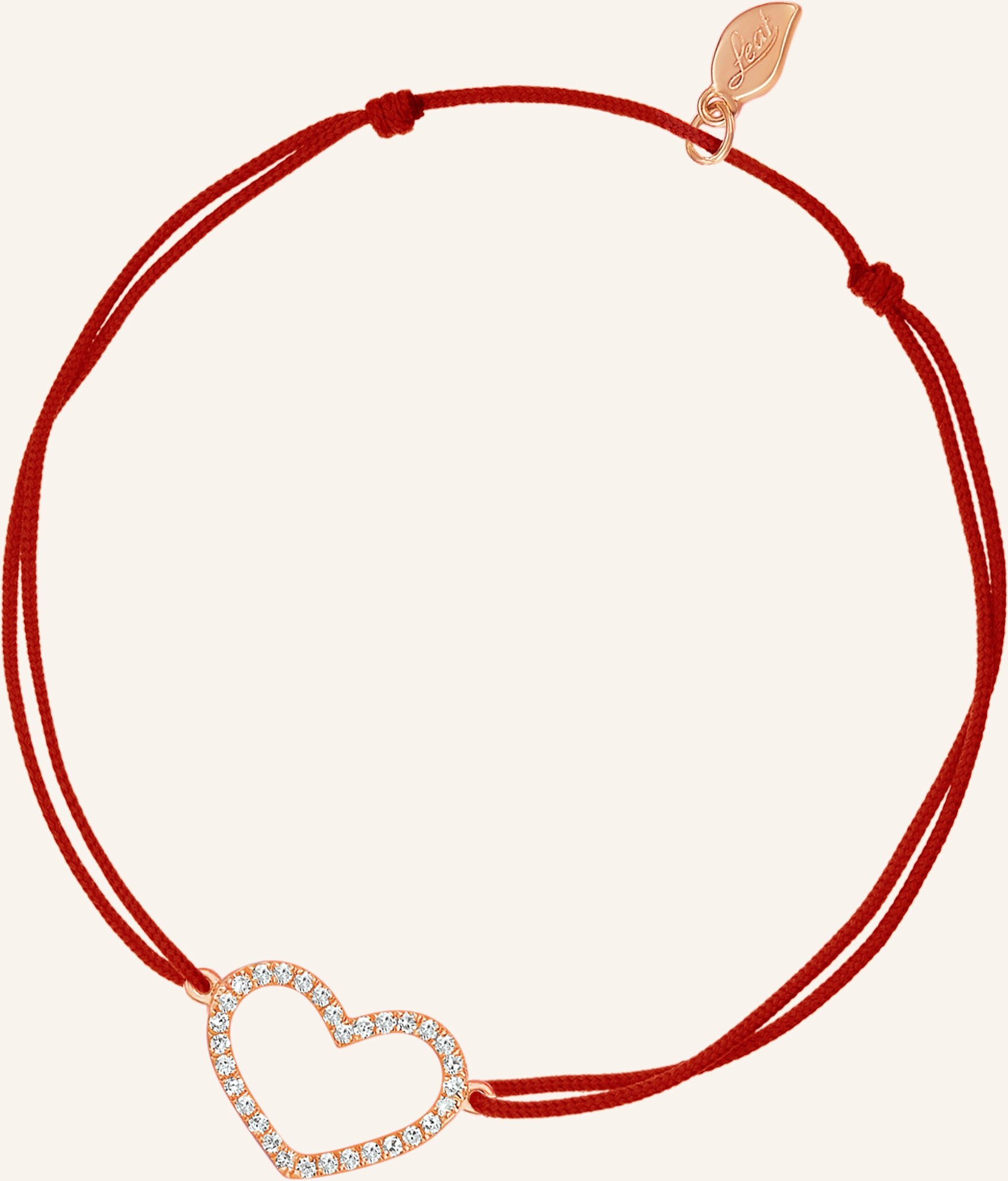 Leaf Freundschaftsarmband Heart Aus 18 Karat Roségold Mit Diamanten rot