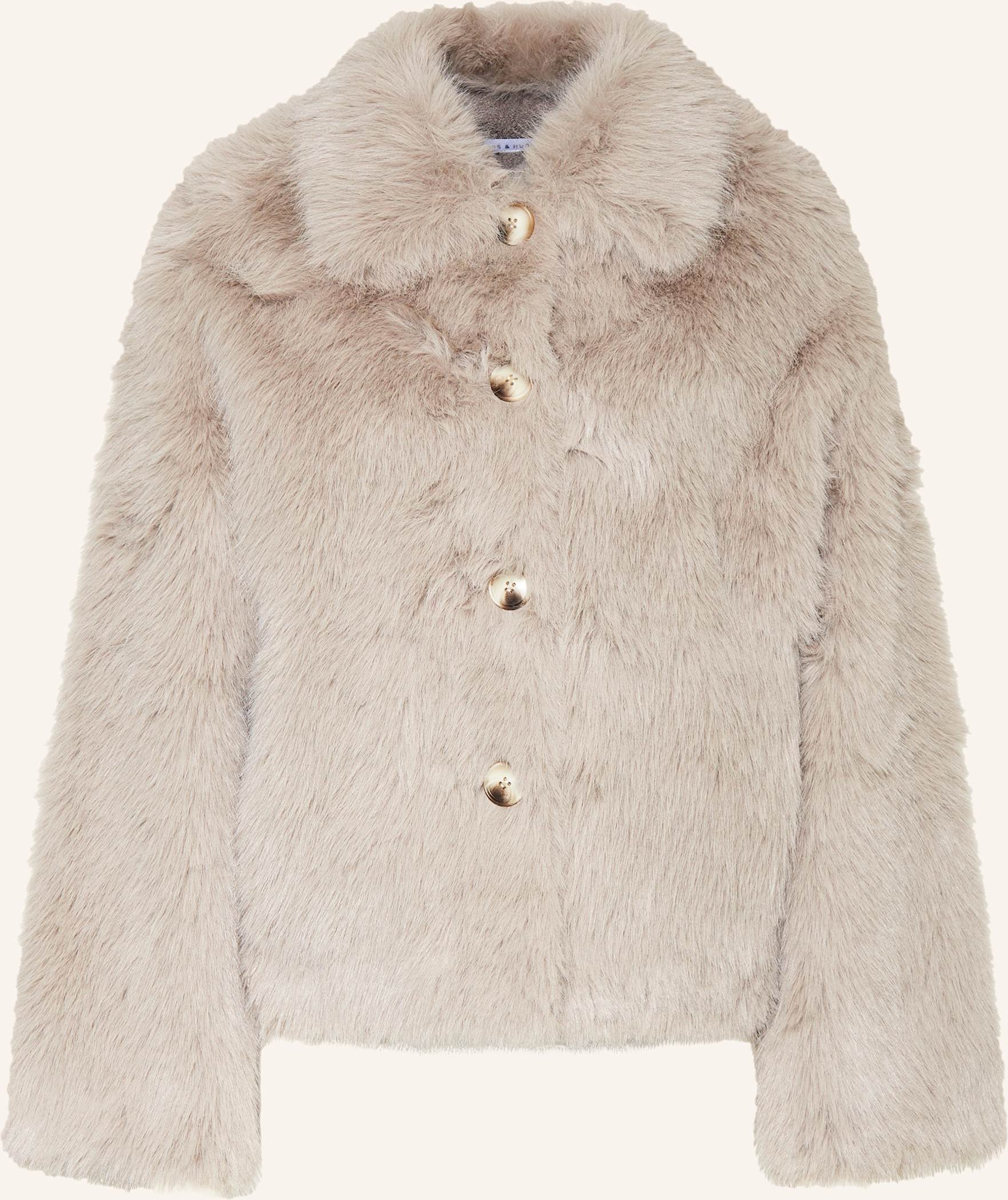 Mrs & Hugs Kunstpelz-Jacke grau