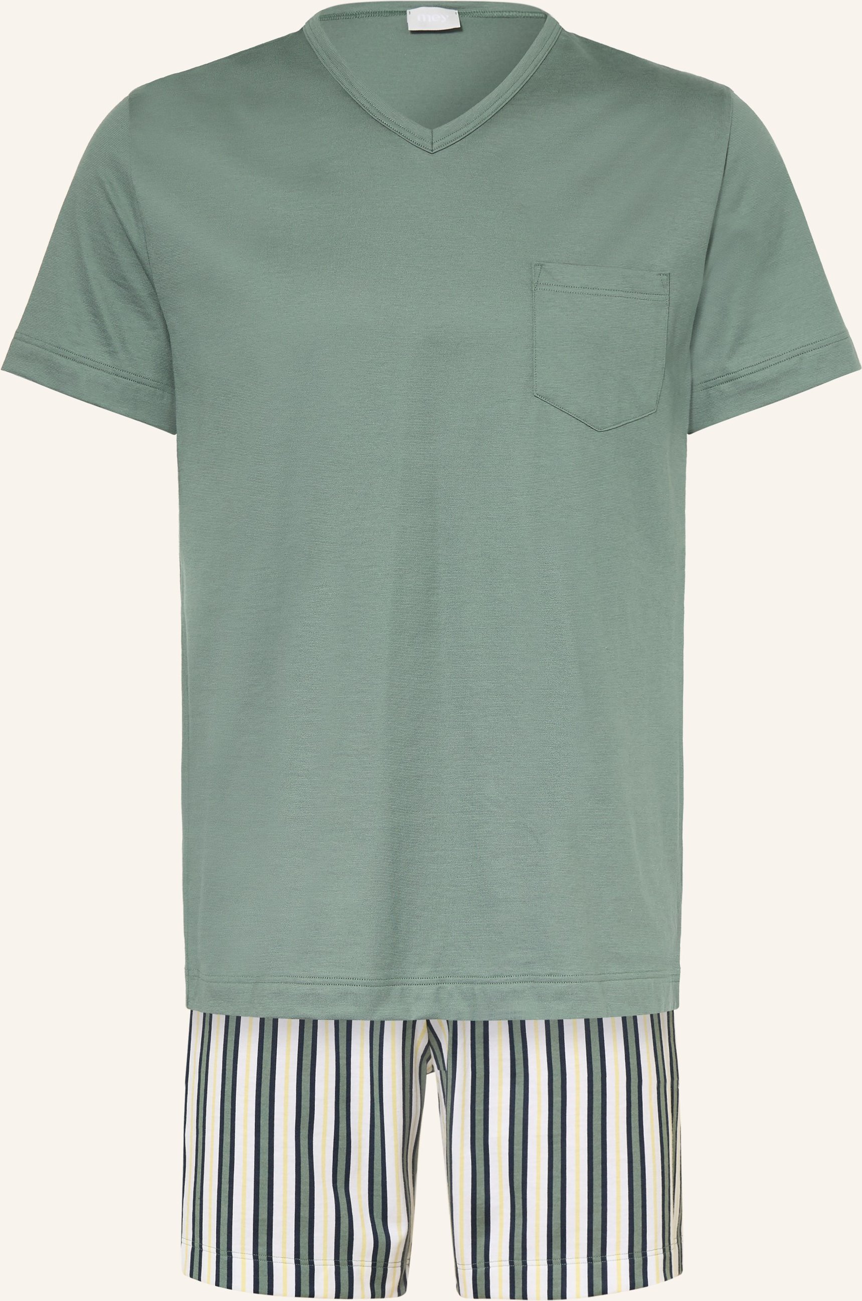 Mey Shorty-Schlafanzug Serie Palm Stripes gruen