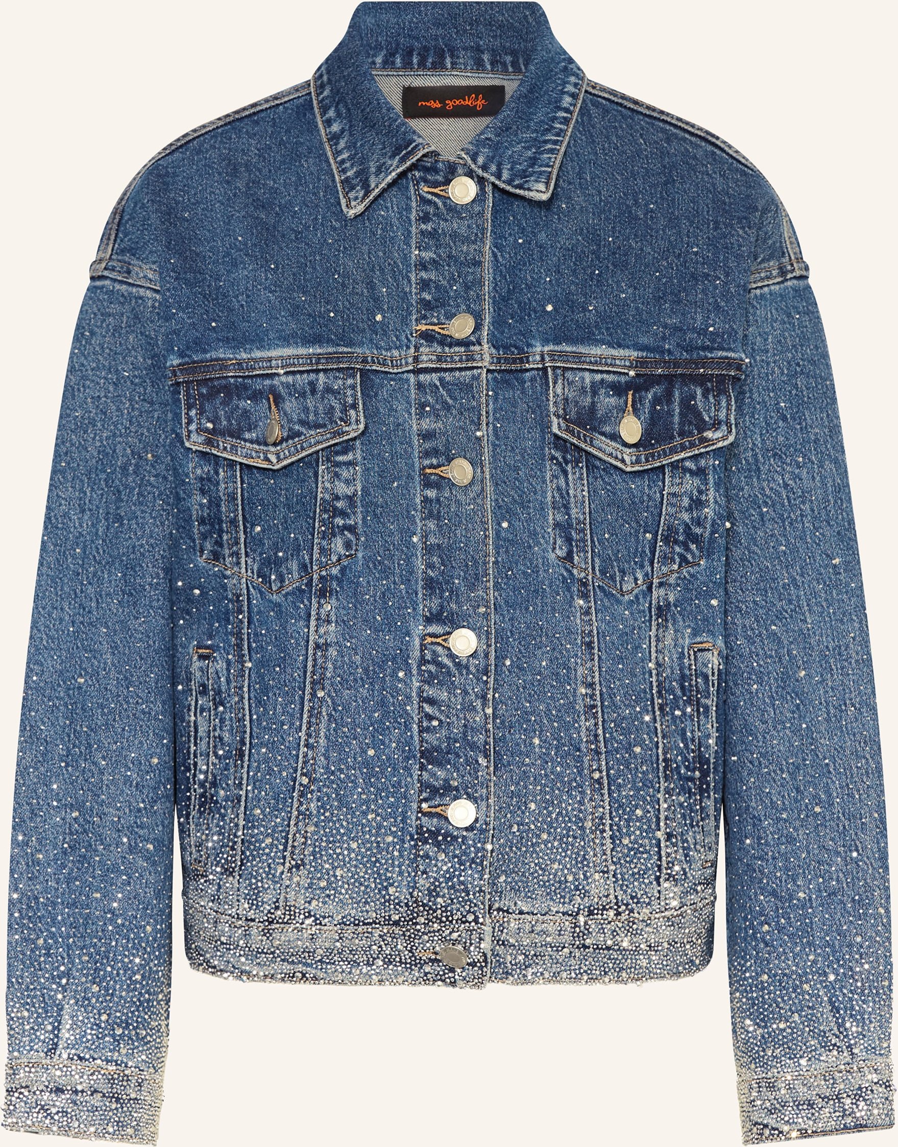 Miss Goodlife Jeansjacke Mit Schmucksteinen blau