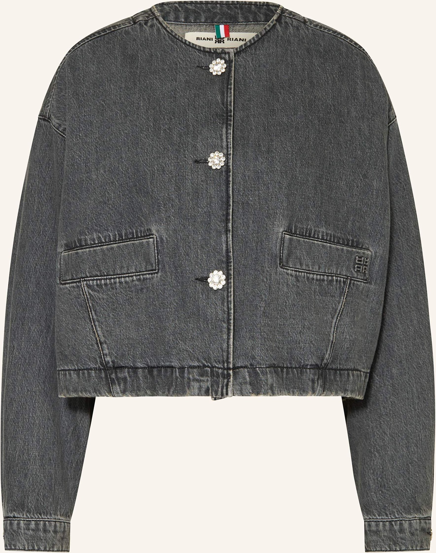 Riani Jeansjacke Mit Schmucksteinen grau