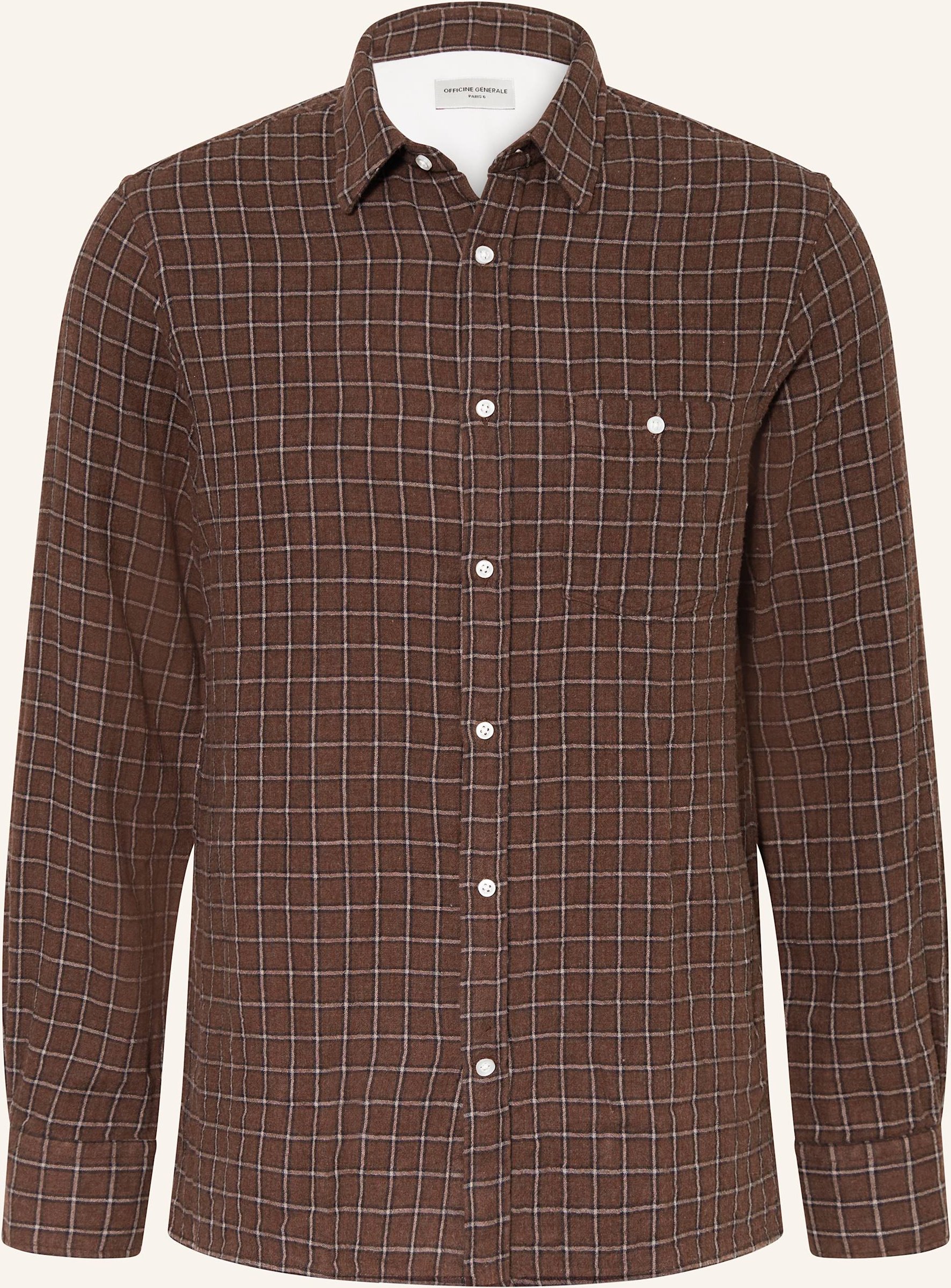 Officine Générale Hemd Younes Comfort Fit braun