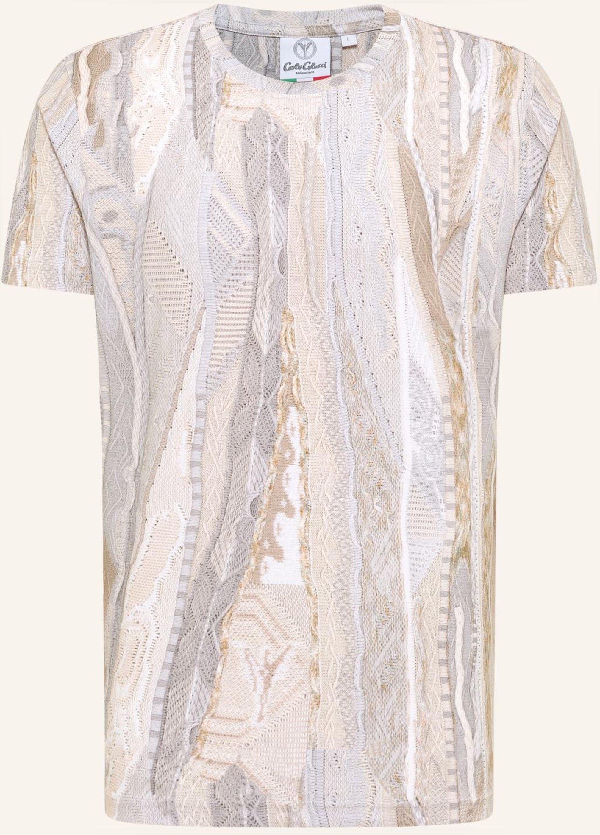 Carlo Colucci T-Shirt Mit Knitprint Egon beige