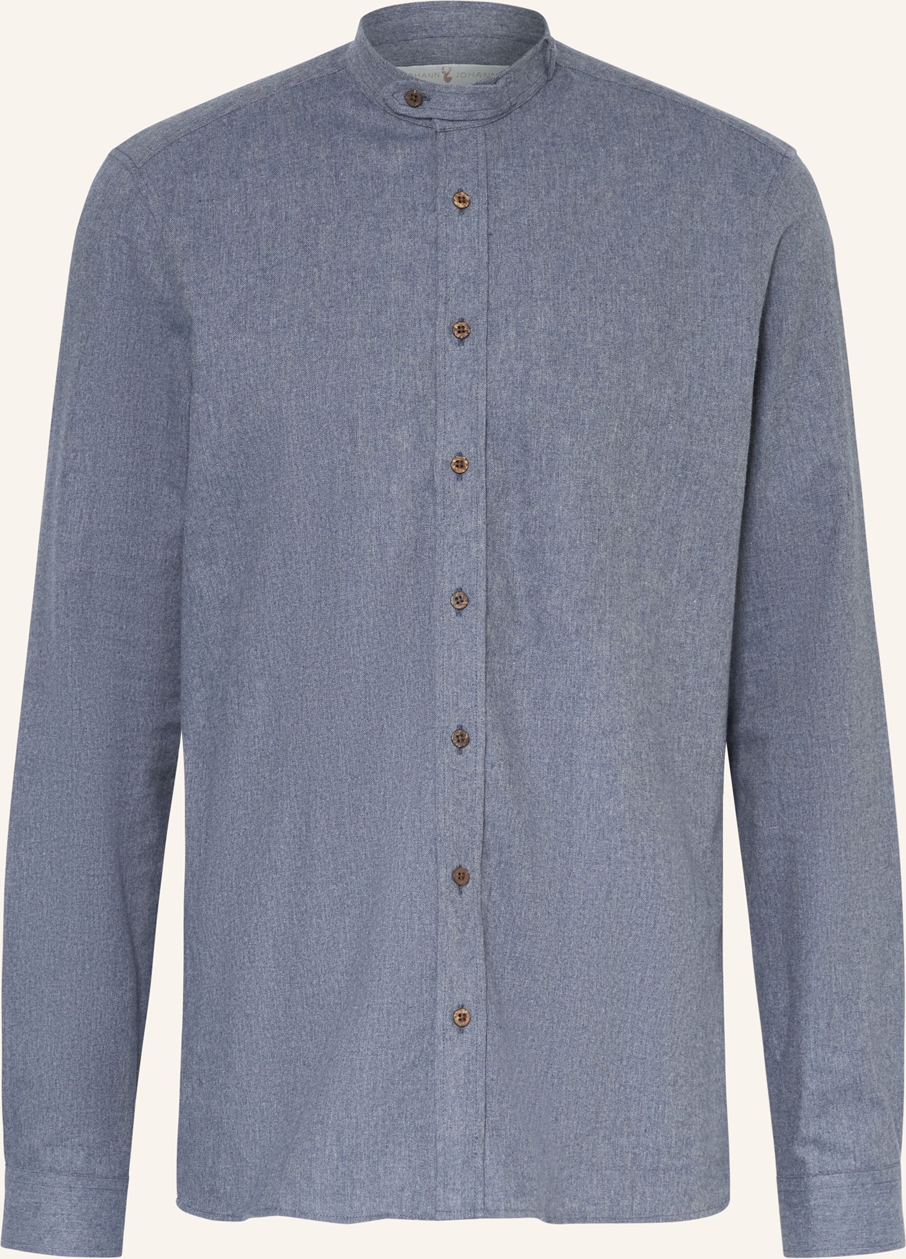 Johann & Johanna Trachtenhemd Tailored Fit Mit Stehkragen blau