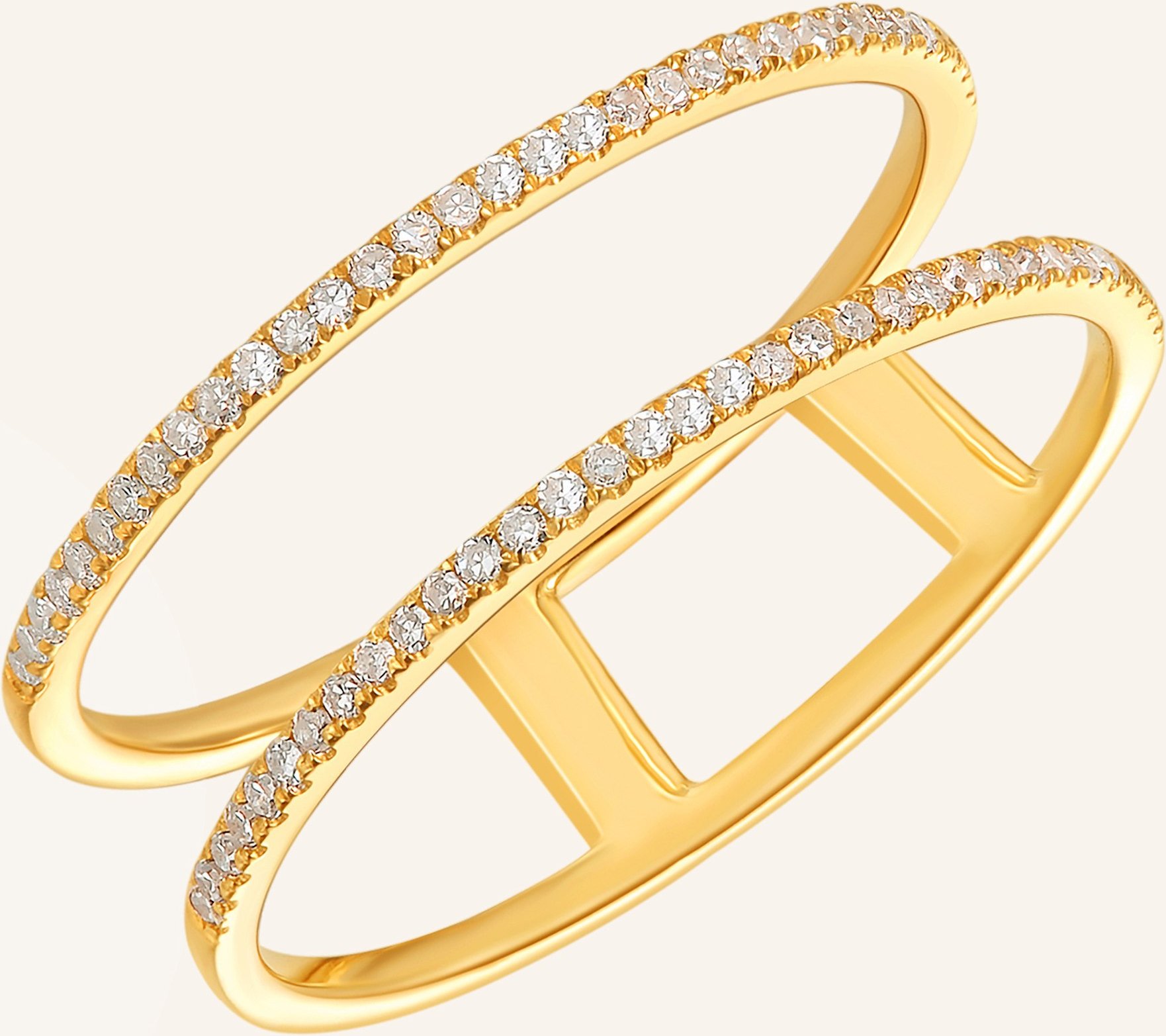Leaf Ring Double Aus 18 Karat Gelbgold Mit Diamanten gold