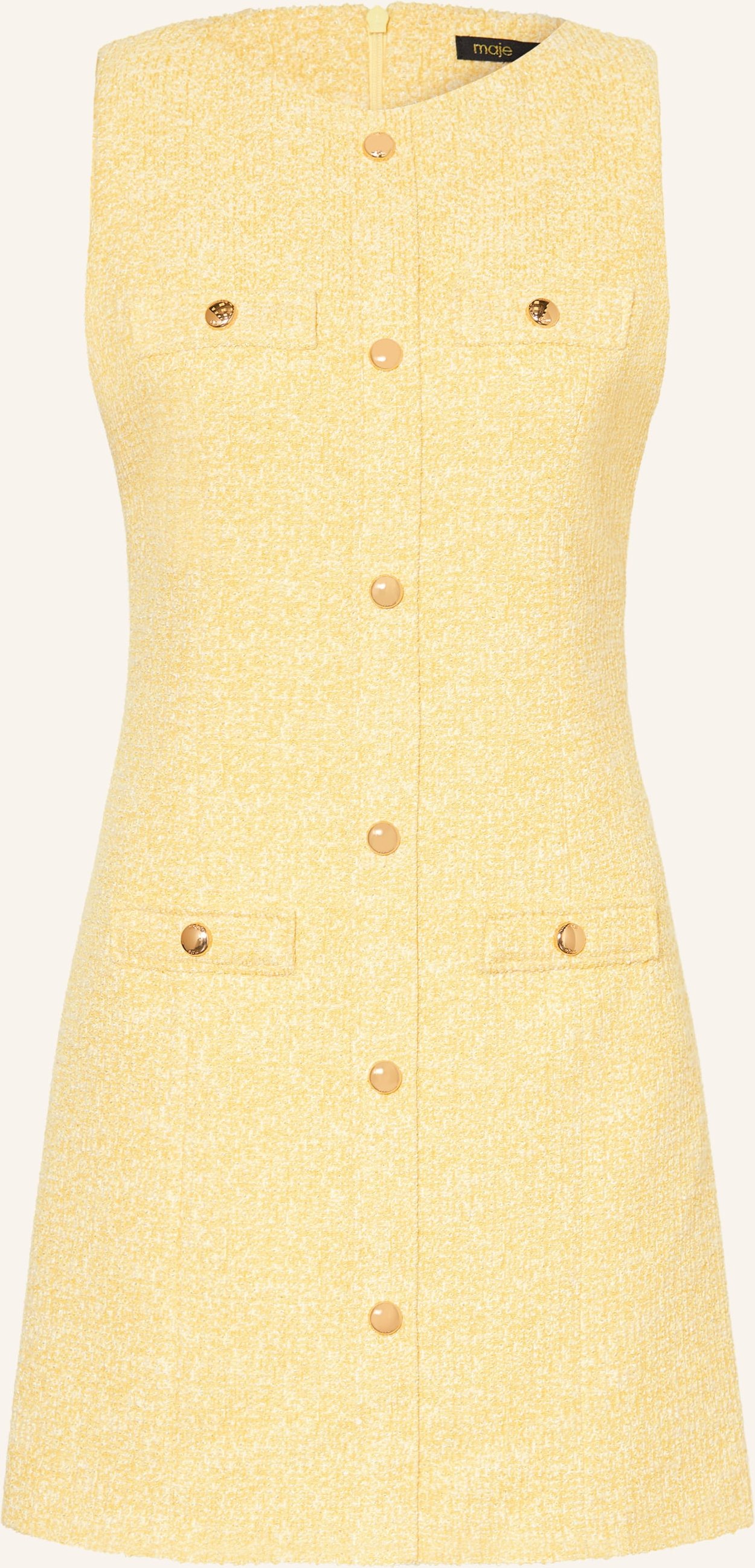 Maje Bouclé-Kleid Mit Glitzergarn gelb