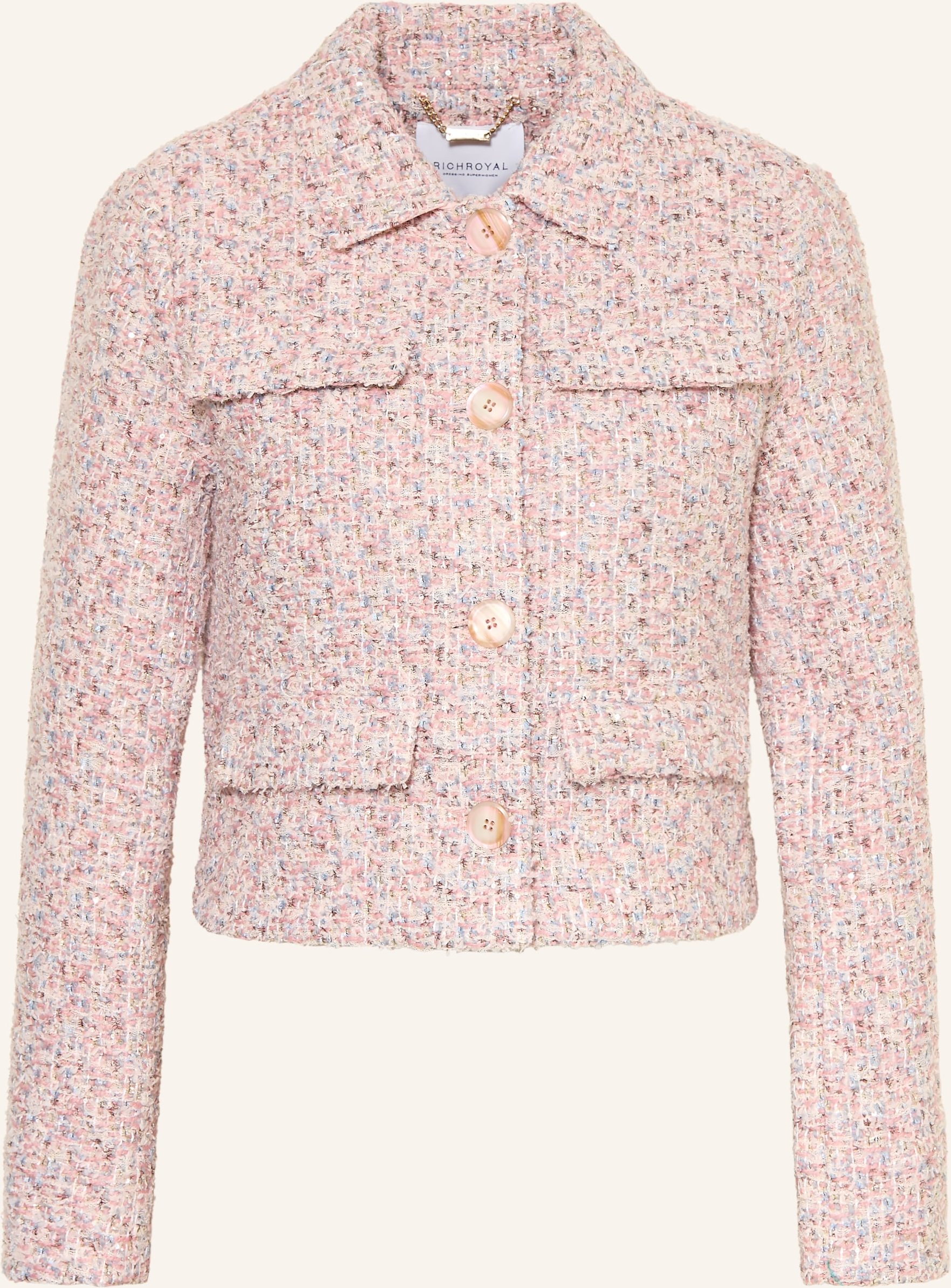 Rich & Royal Kastenjacke Aus Bouclé Mit Glitzergarn pink