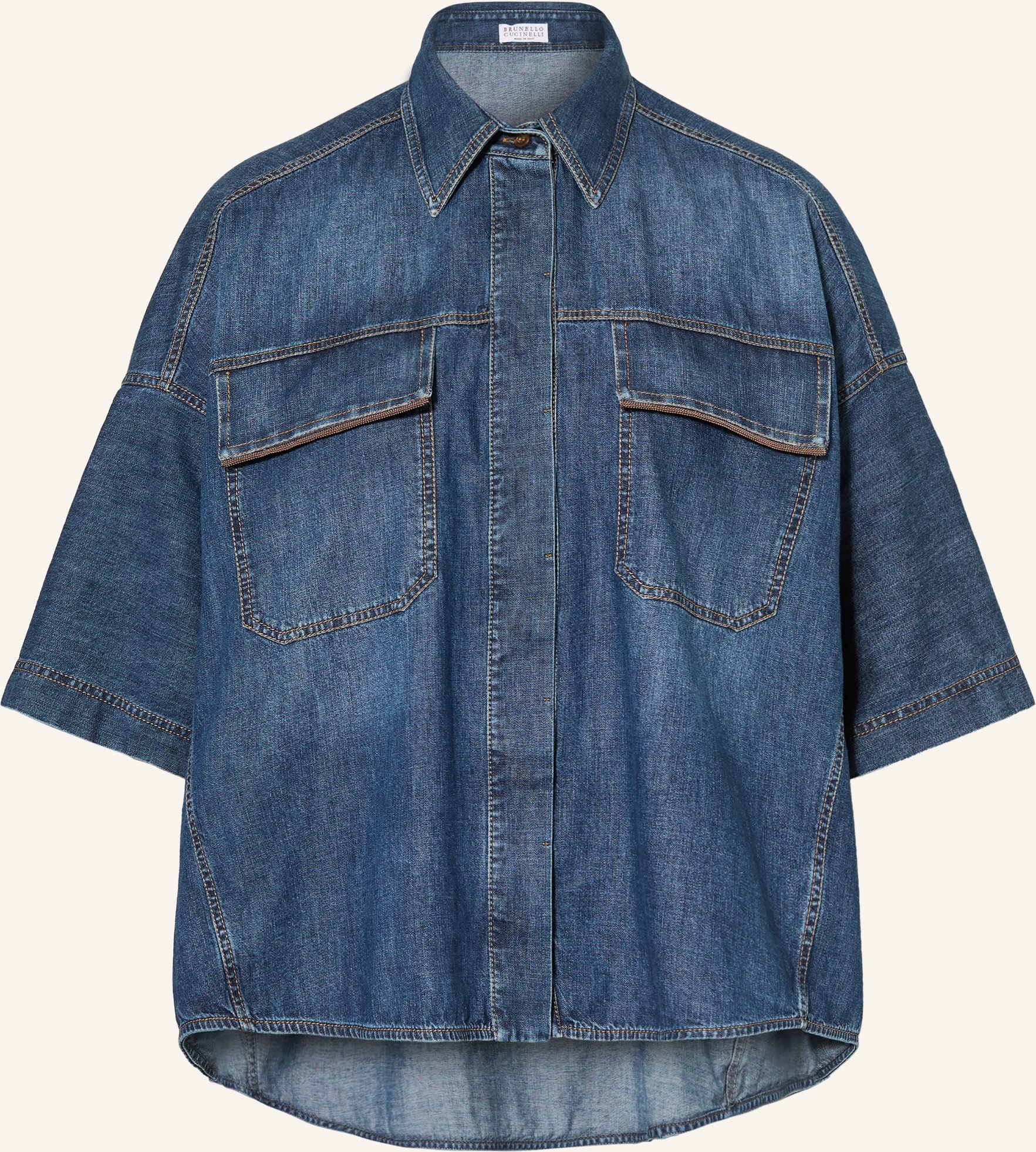 Brunello Cucinelli Jeansbluse Mit Schmucksteinen blau