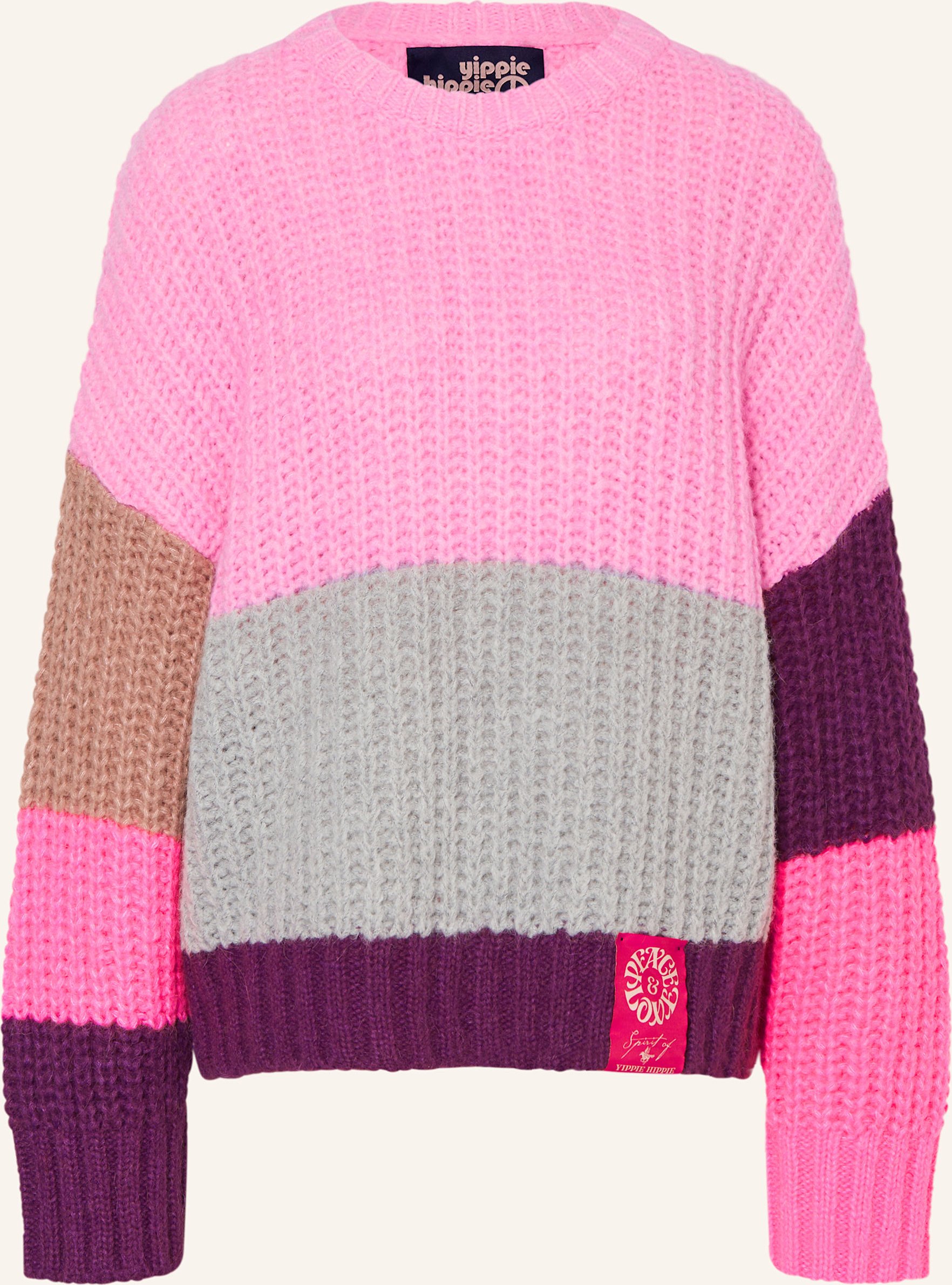 Yippie Hippie Oversized-Pullover pink