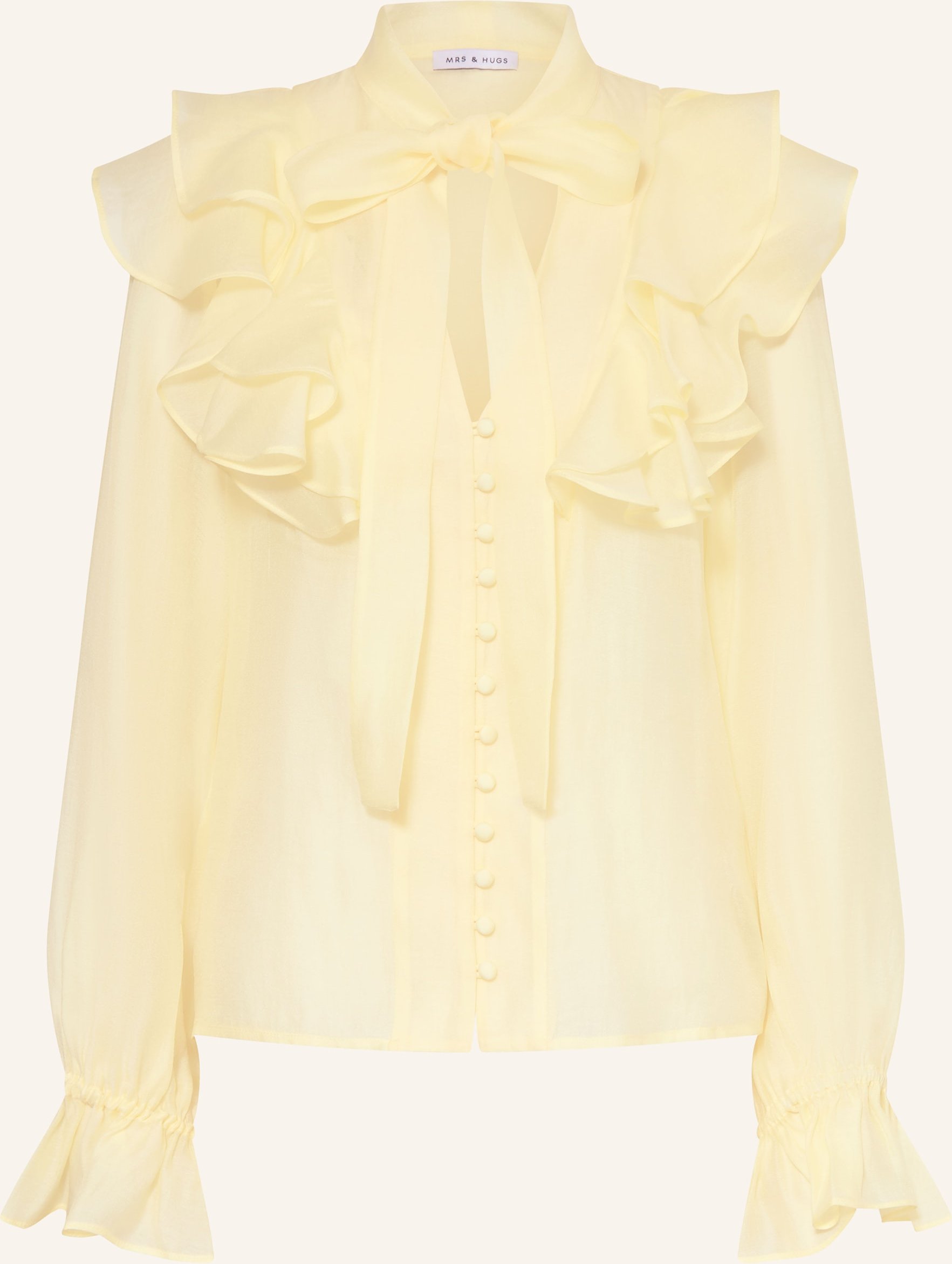 Mrs & Hugs Schluppenbluse Mit Volants gelb