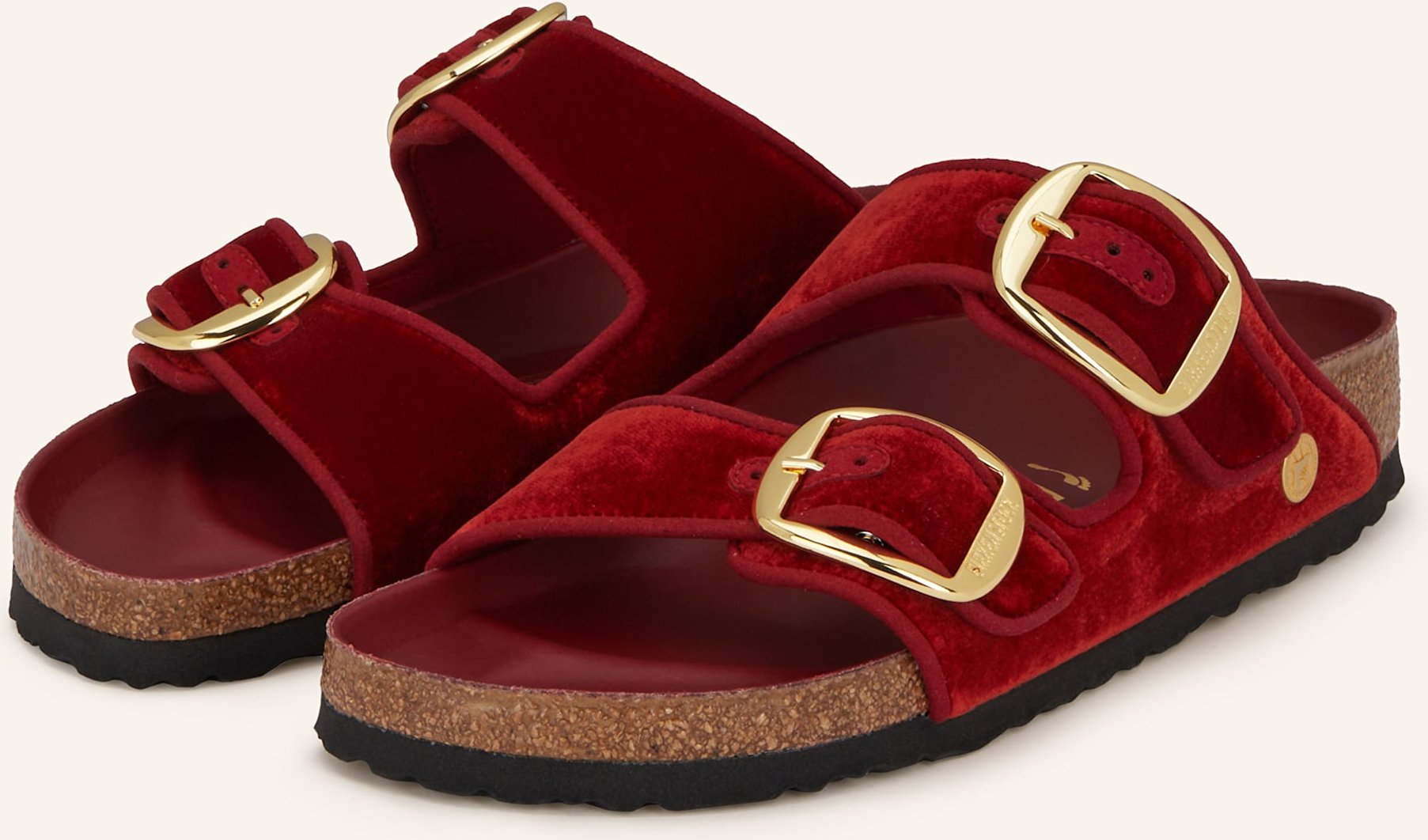 Birkenstock Pantoletten Arizona Big Buckle Piping Rivet rot