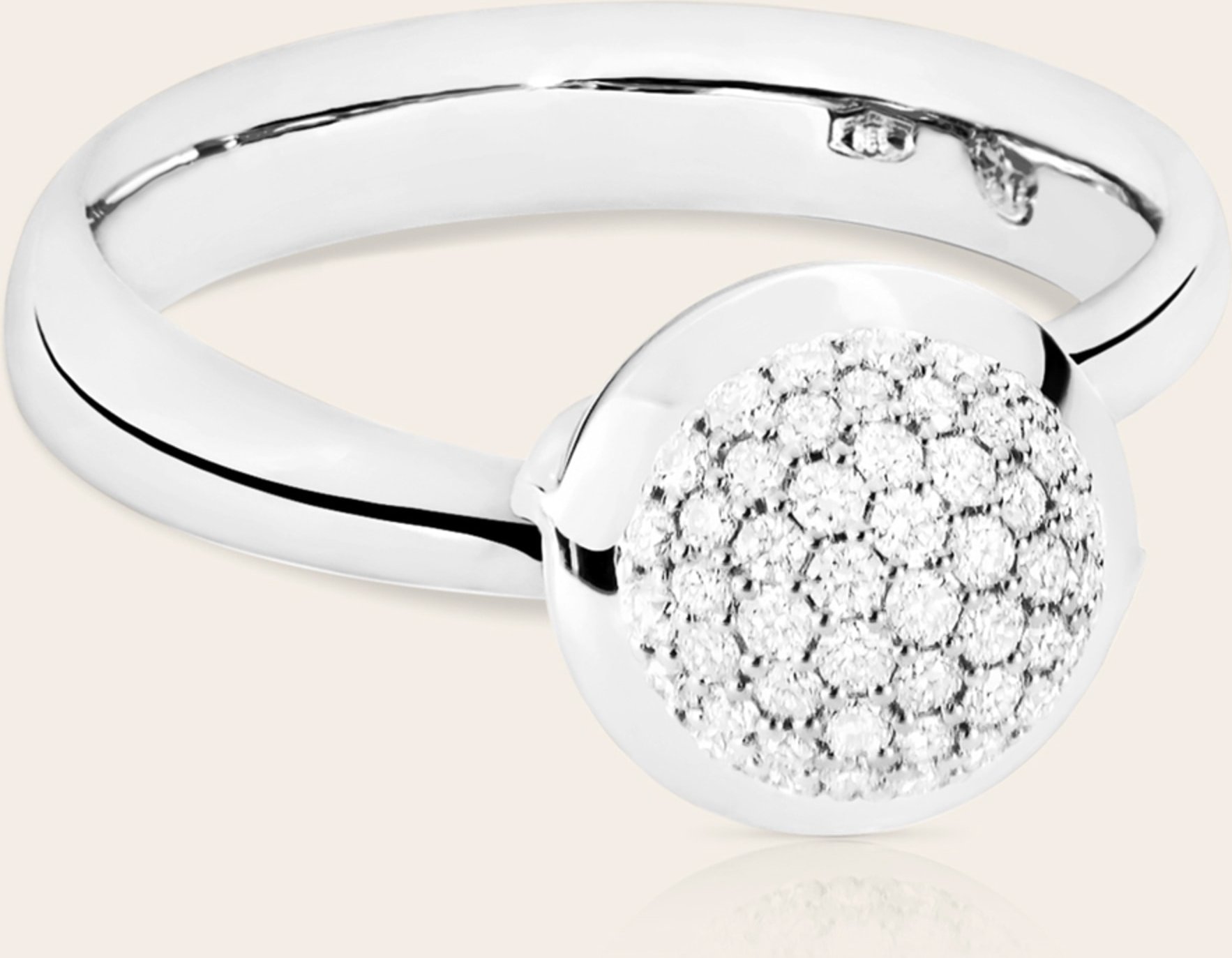Tamara Comolli Ring Ring Bouton Small Diamond Pavé Aus 18k Weißgold Mit Diamant Pavé silber