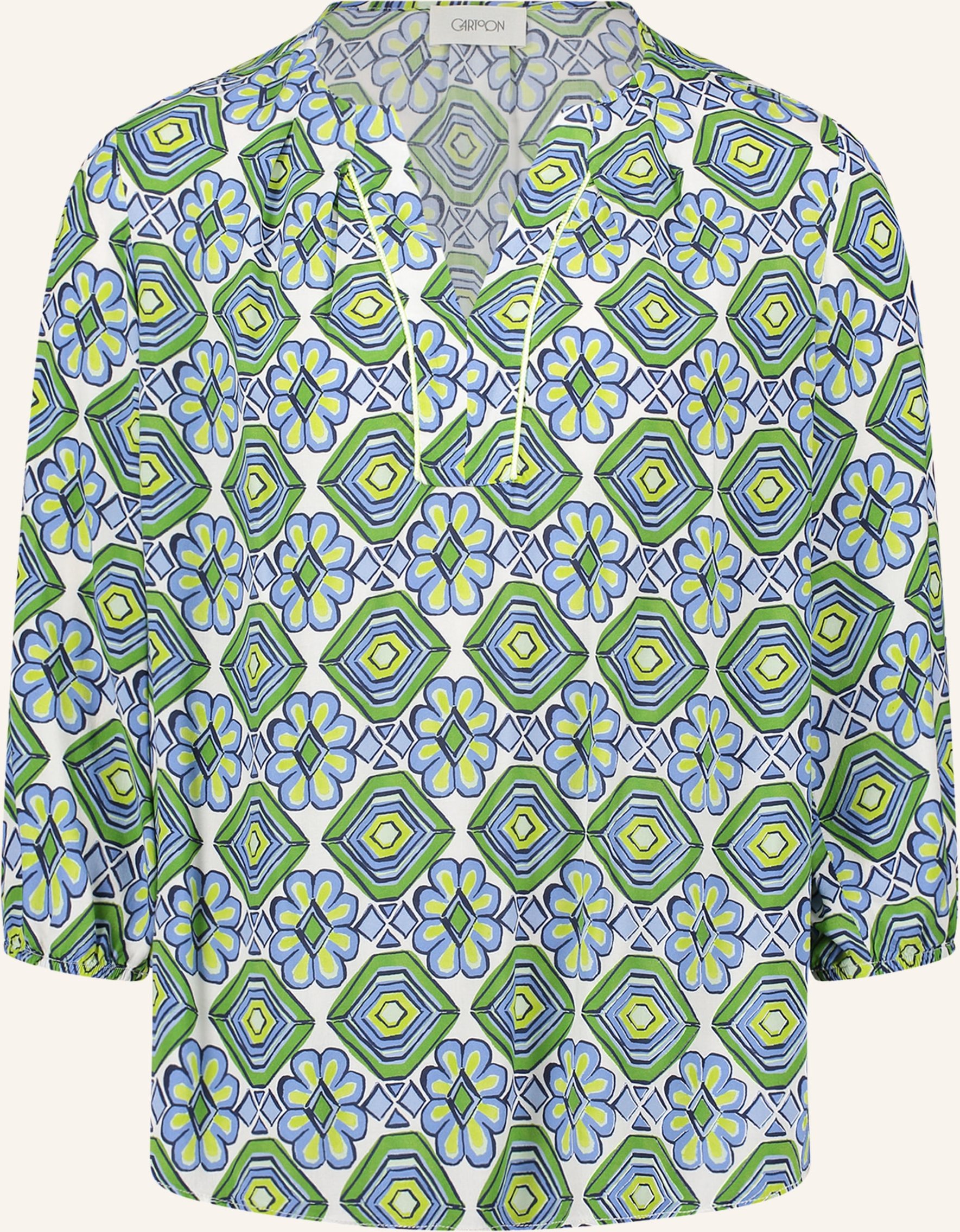 Cartoon Blusenshirt Mit 3/4-Arm gruen