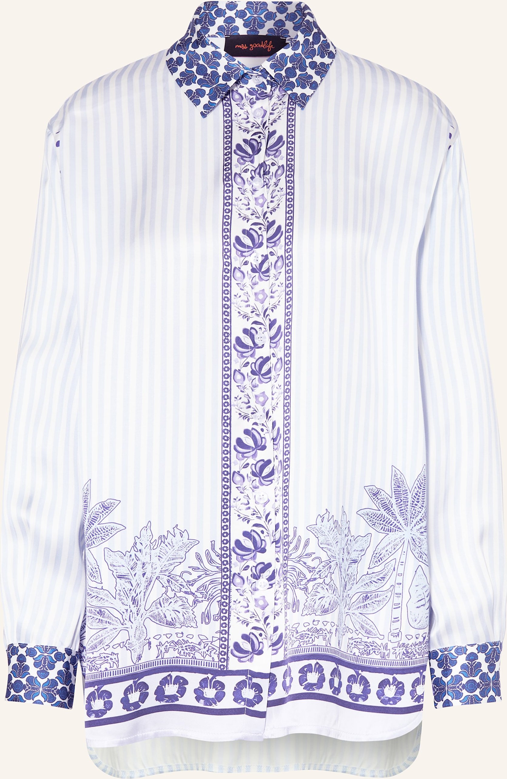 Miss Goodlife Hemdbluse Aus Satin blau