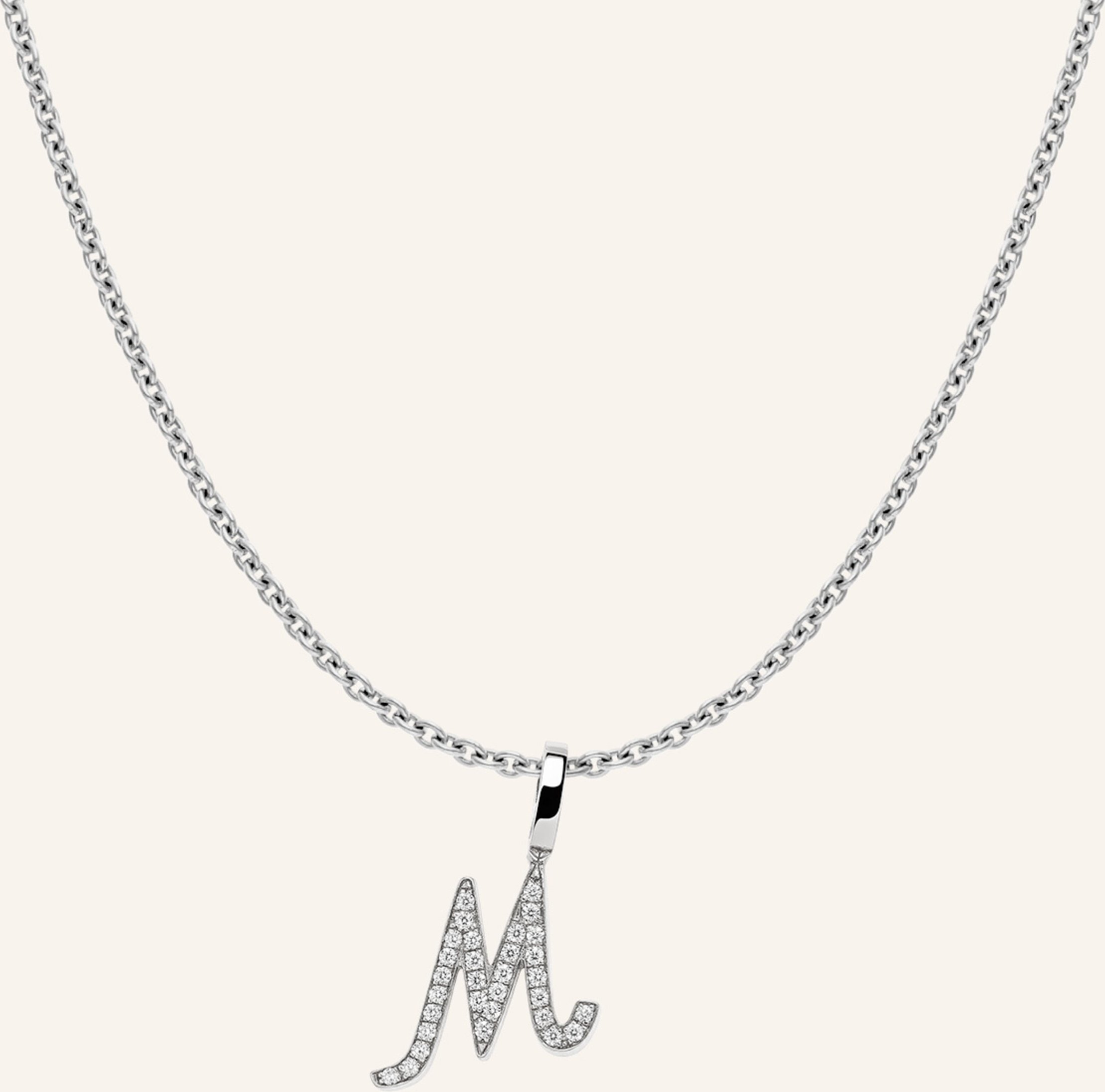 Cada Kette Tiny Diamond Letter M silber