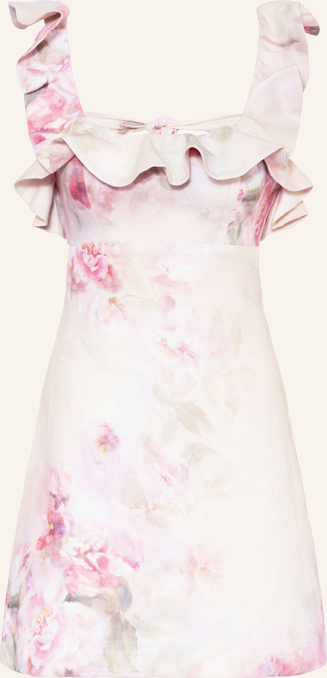 Zimmermann Leinenkleid Crush Mit Volants pink