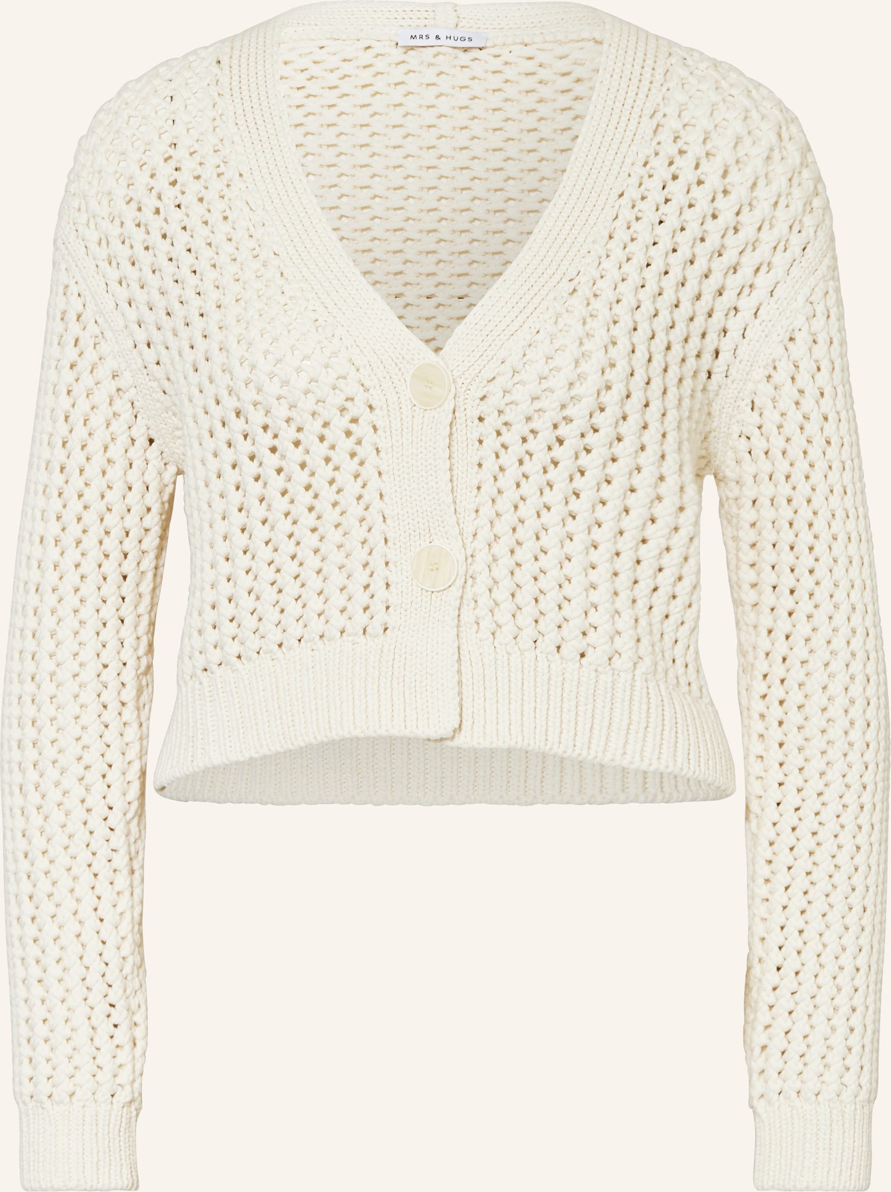 Mrs & Hugs Cropped-Strickjacke weiss