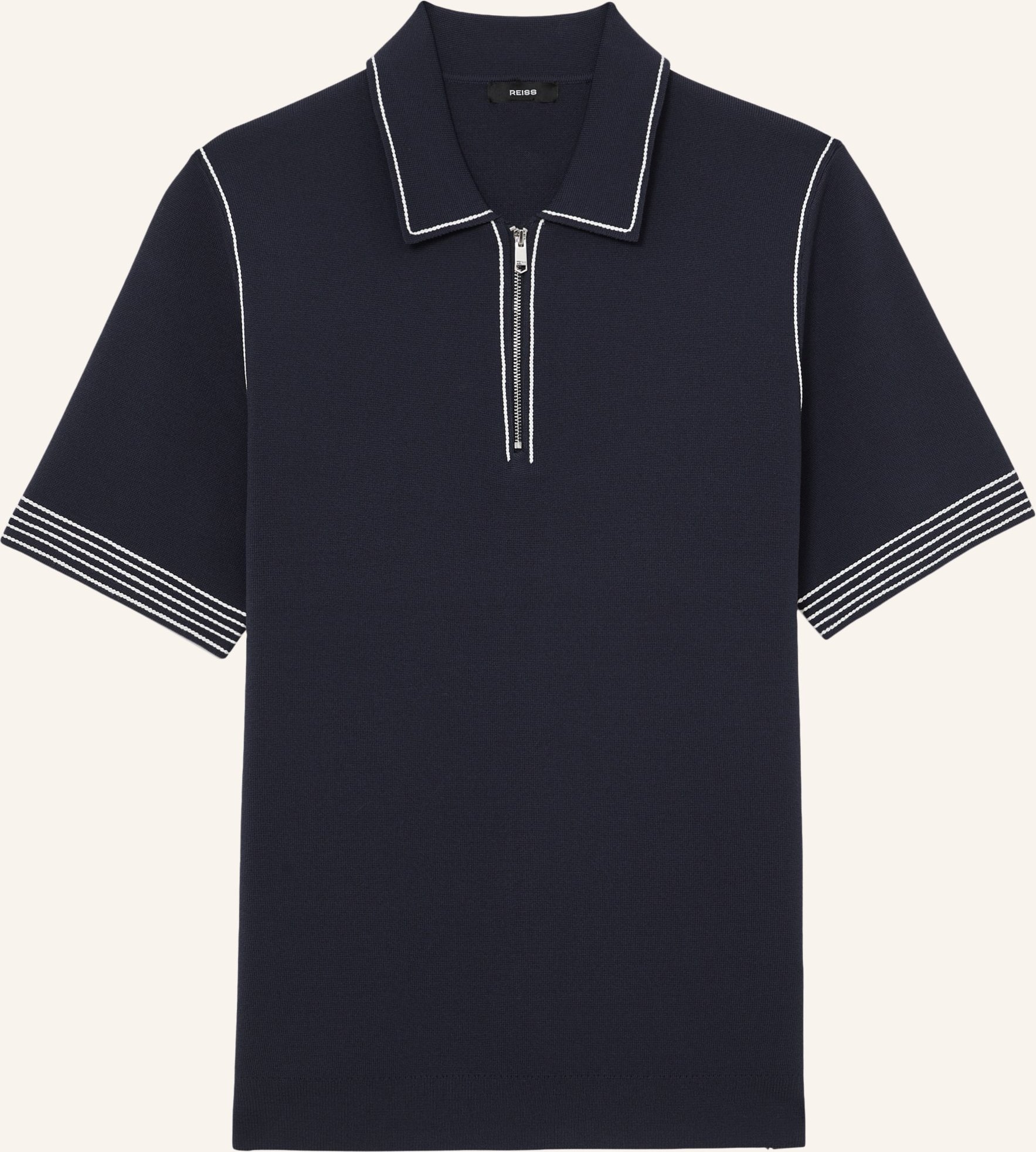 Reiss Strick-Poloshirt Mason blau