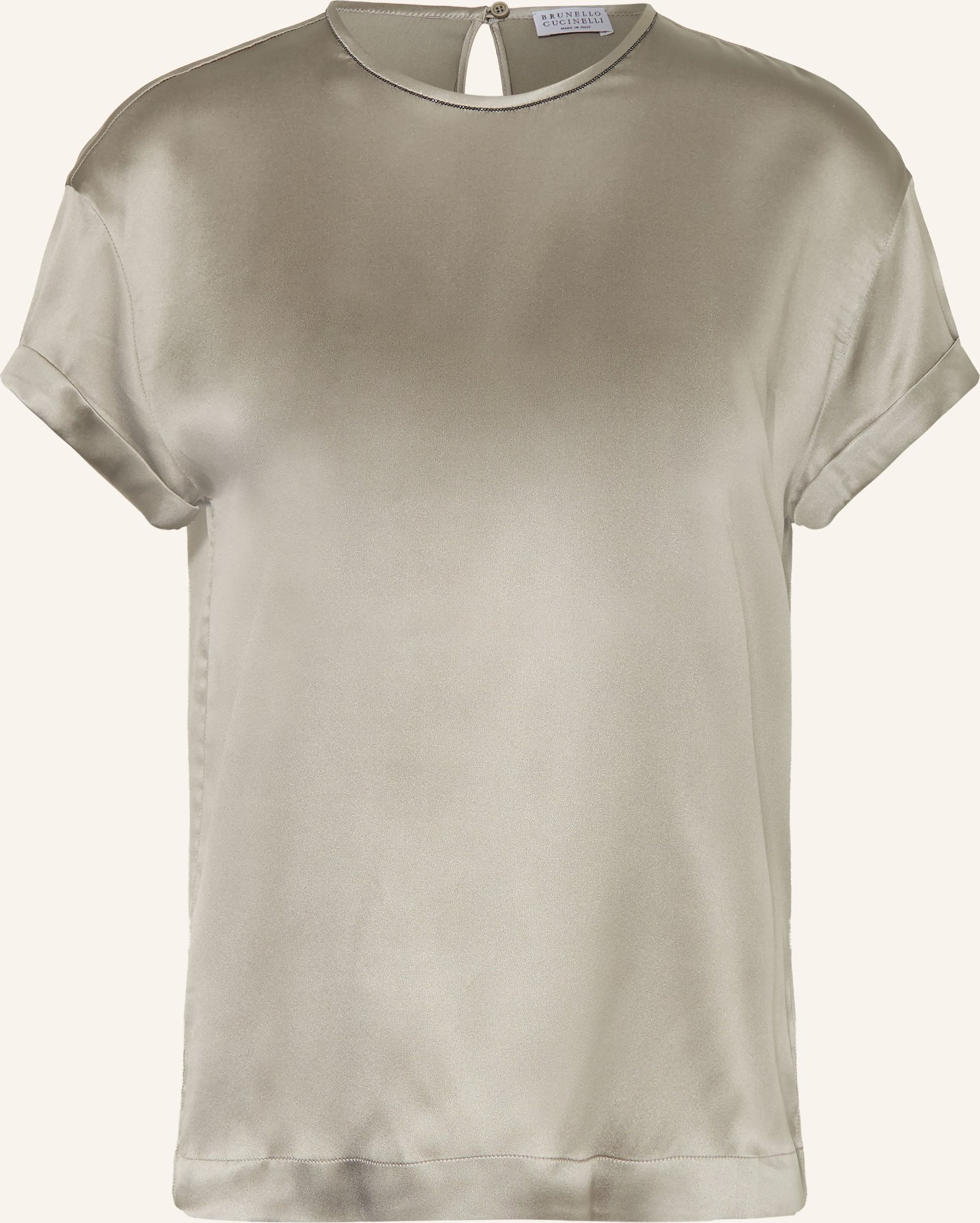 Brunello Cucinelli Blusenshirt Aus Seide Mit Schmucksteinen gruen