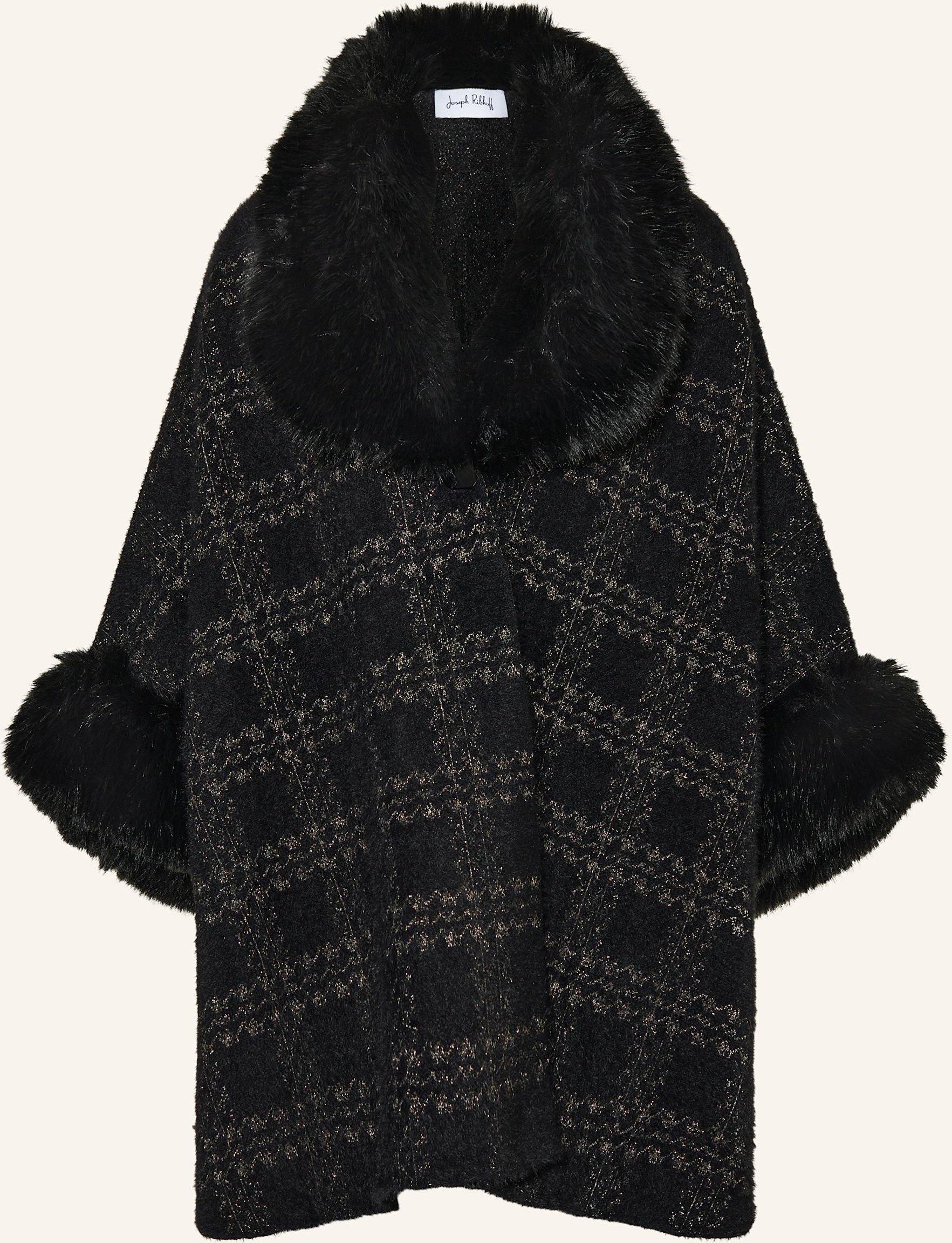 Joseph Ribkoff Cape Mit Kunstfell Und Glitzergarn gold