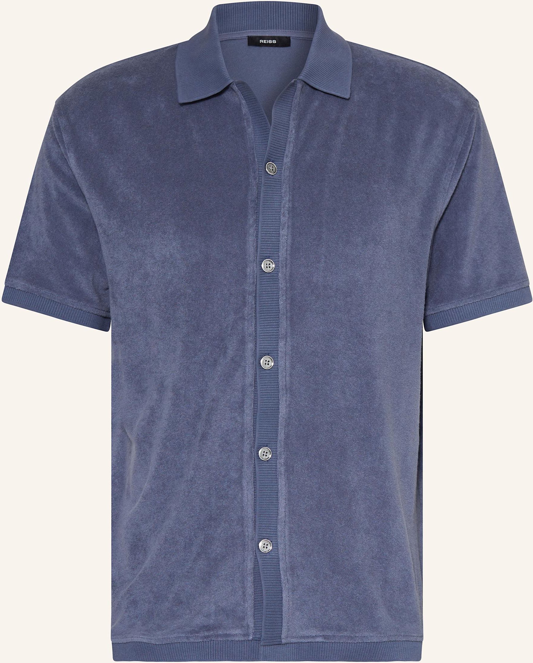 Reiss Kurzarm-Hemd Eden Regular Fit Aus Frottee blau
