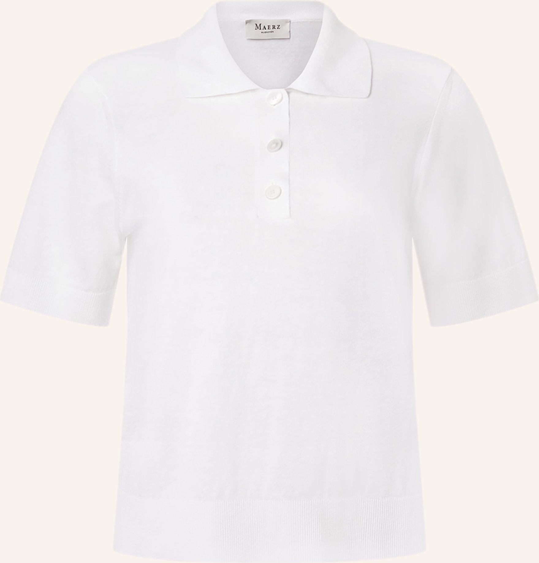 Maerz Muenchen Strick-Poloshirt Mit Leinen weiss