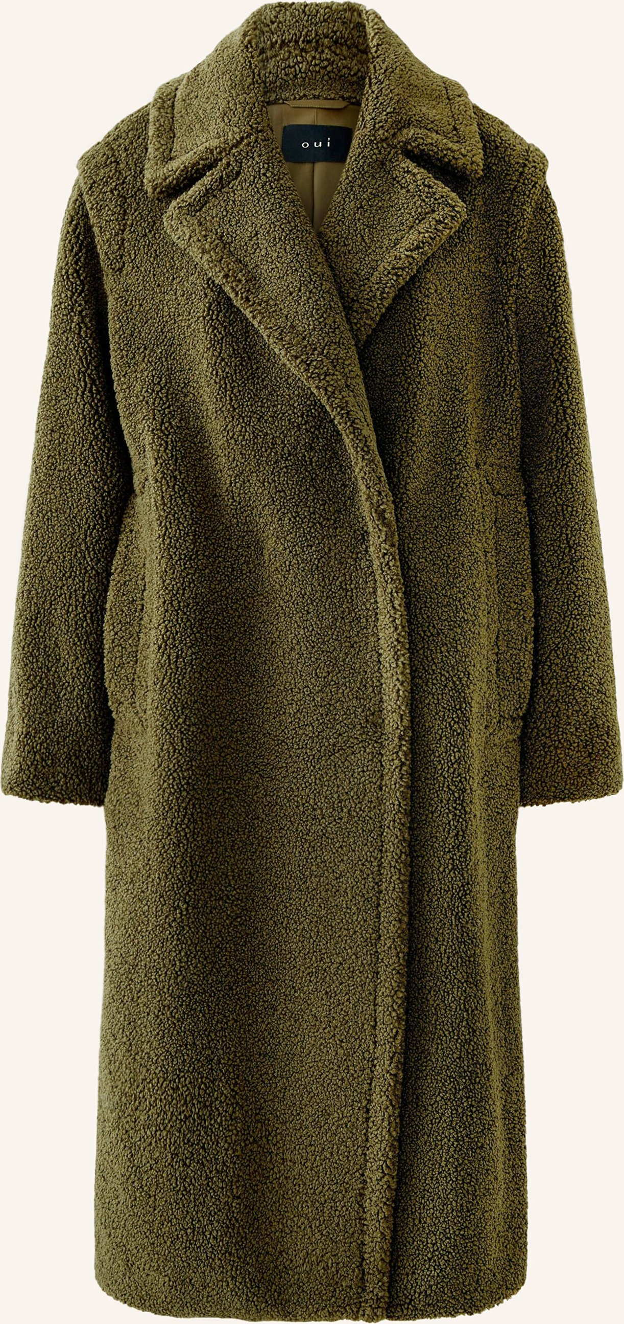 Oui Teddyfell-Mantel gruen