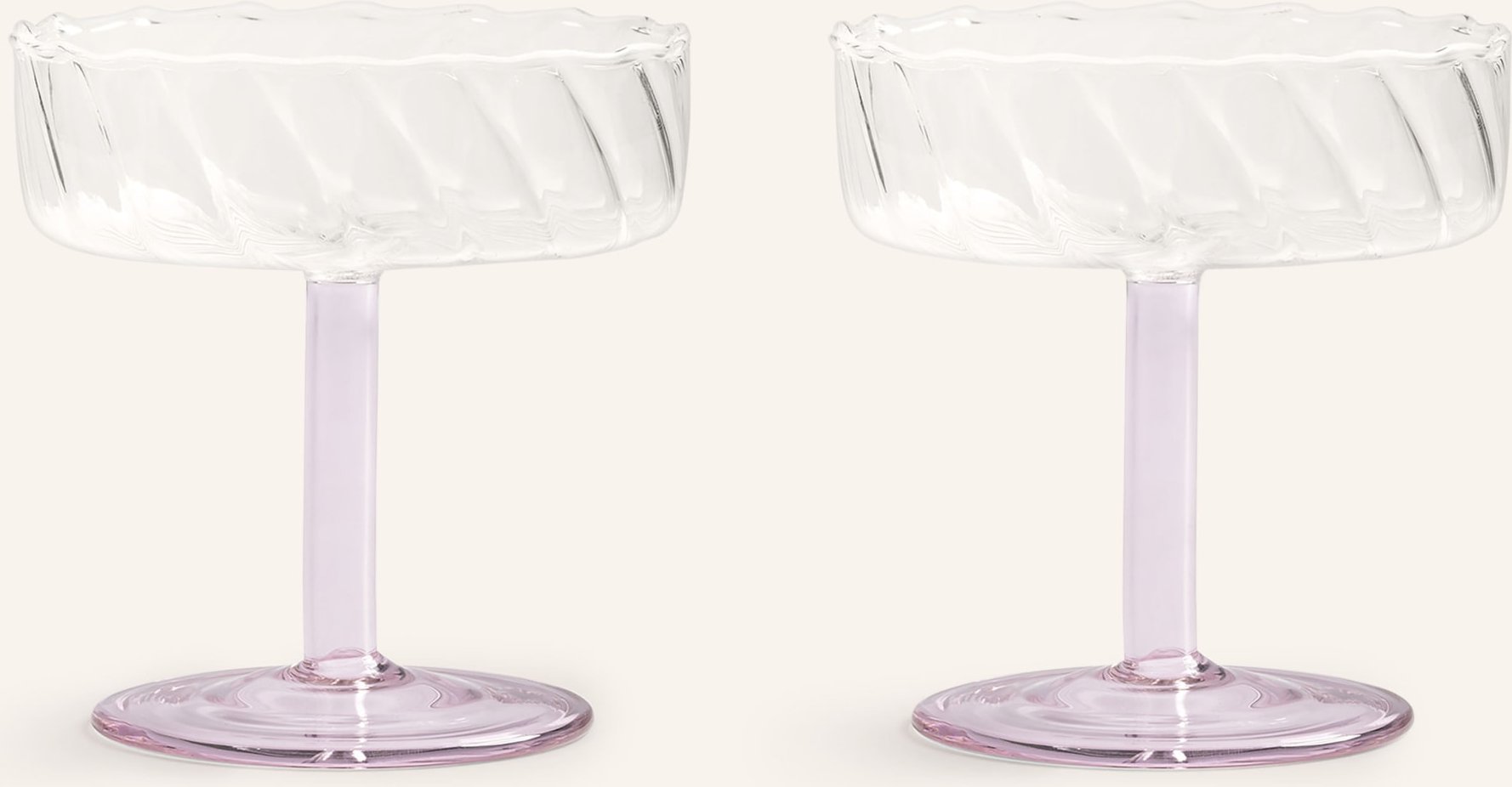 &K Amsterdam 2er-Set Champagnergläser Twirl pink