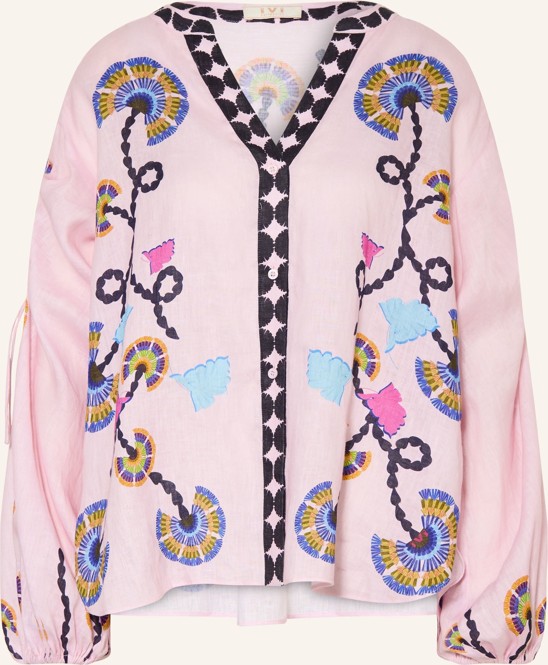 Ivi Collection Blusenshirt Aus Leinen rosa