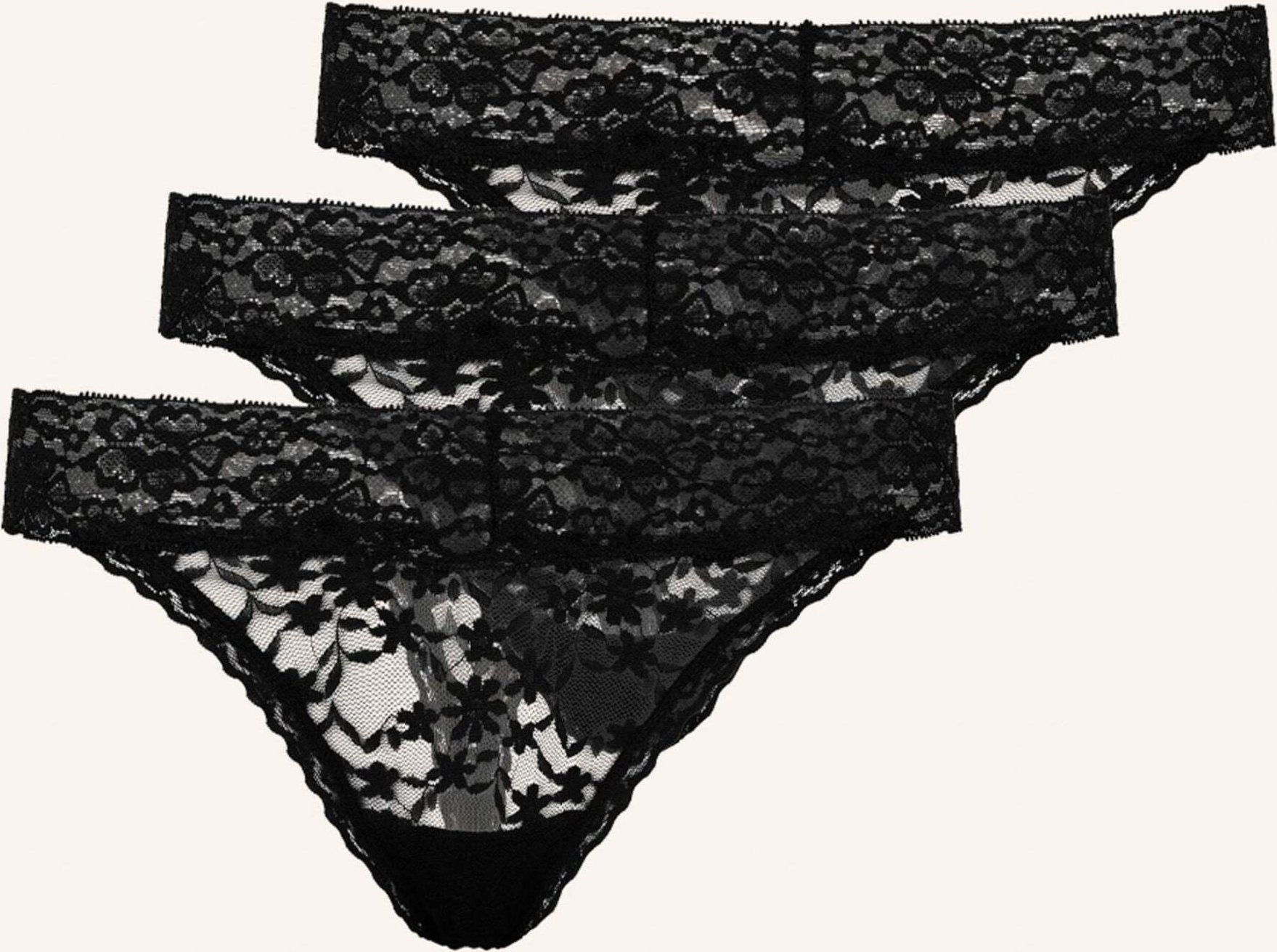 Snocks 3er-Pack String Aus Spitze schwarz