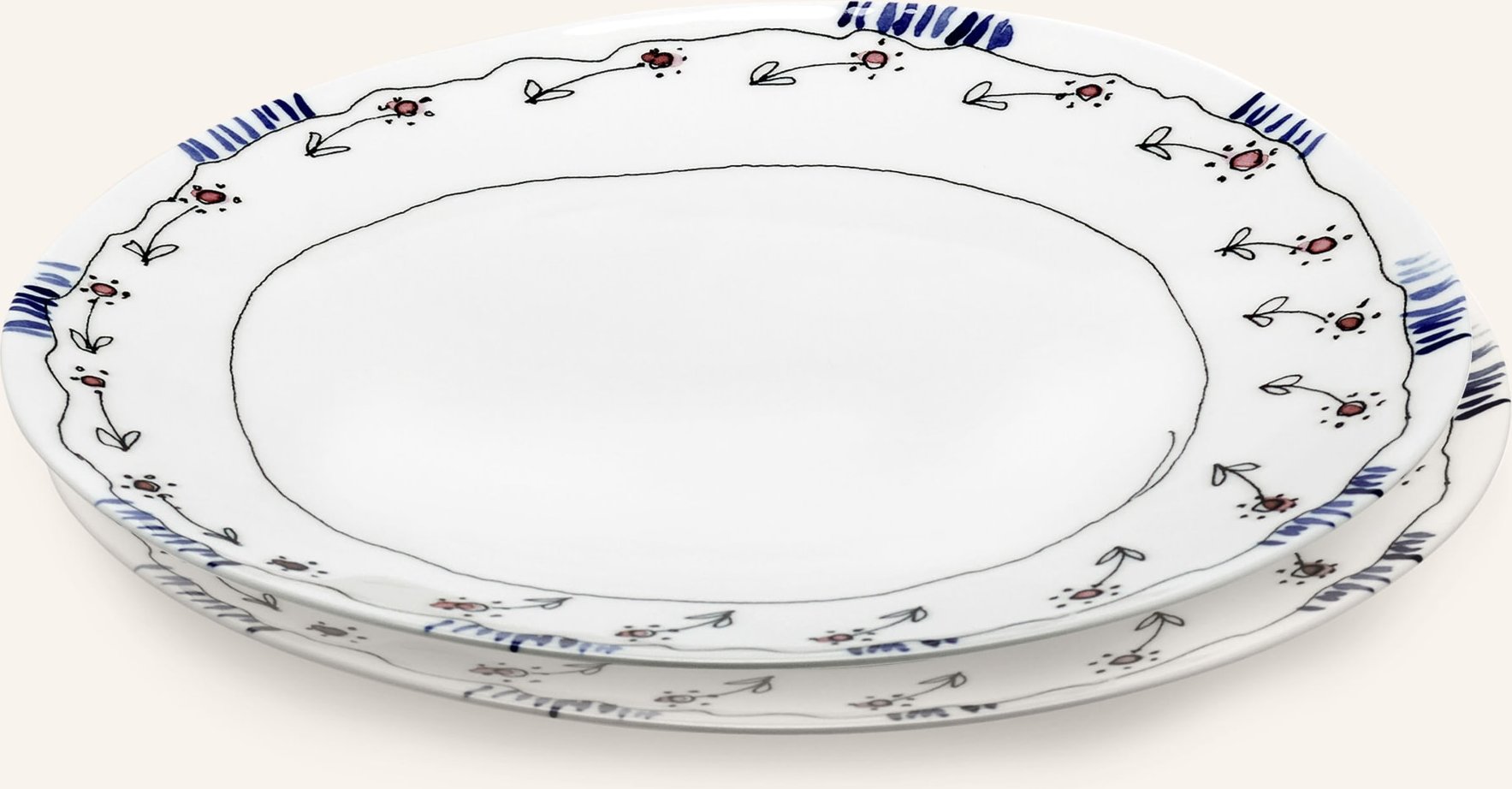 Serax 2er-Set Speiseteller Midnight Flowers Anemone L rot