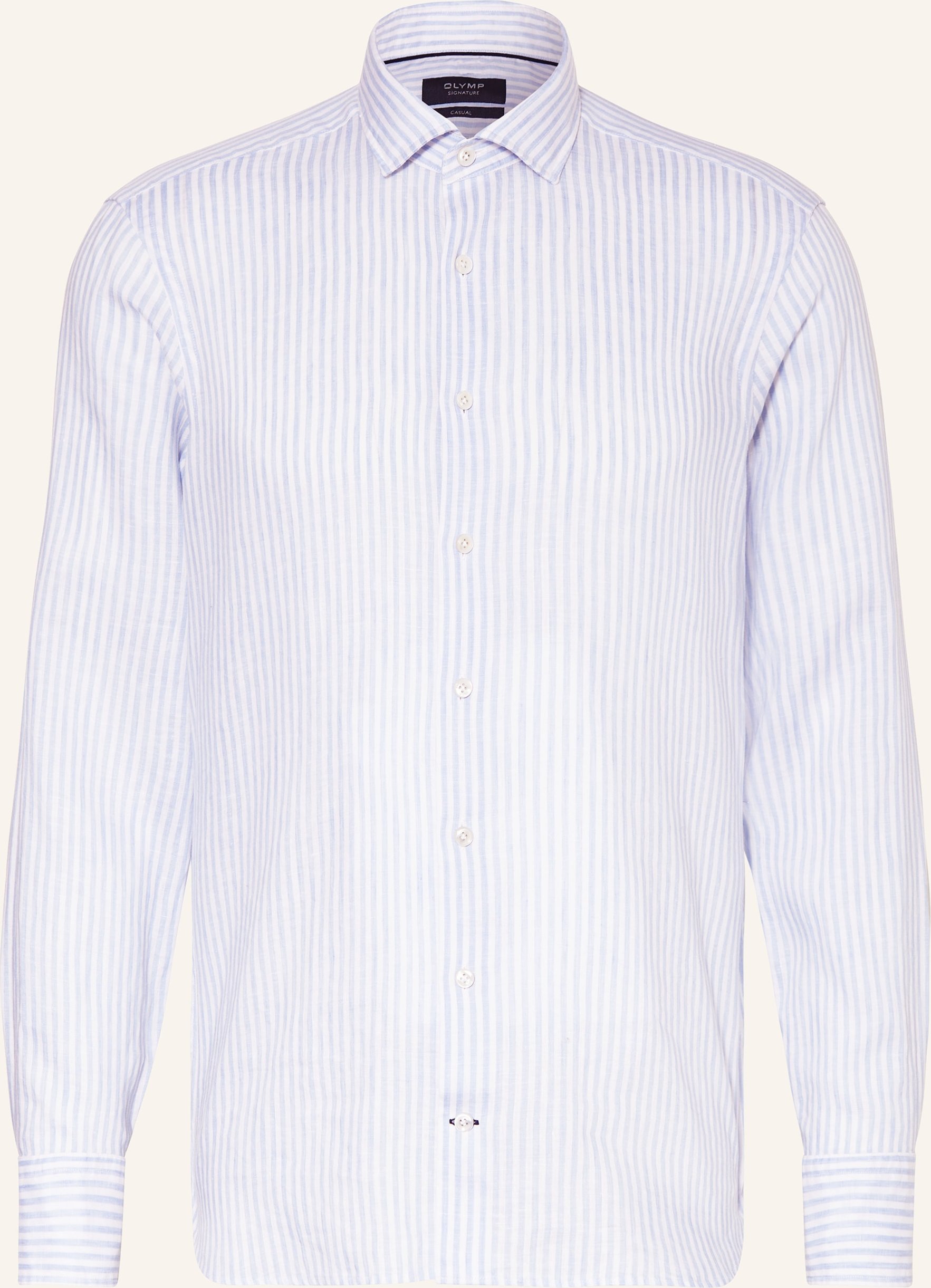 Olymp Signature Leinenhemd Tailored Fit blau
