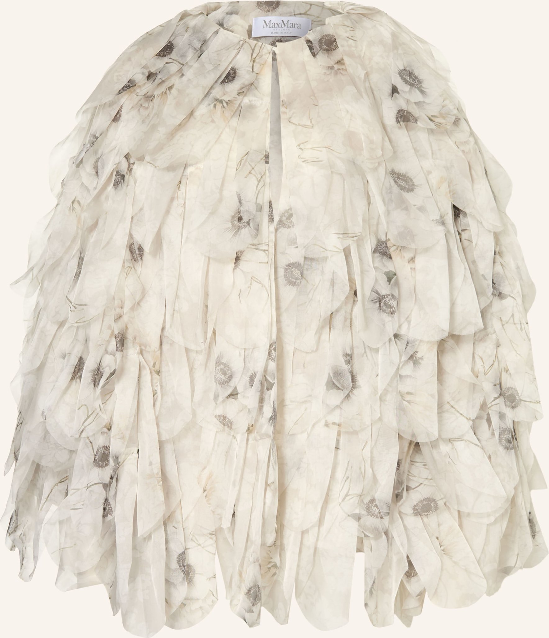 Max Mara Seidenjacke Chiffon Mit Volants grau