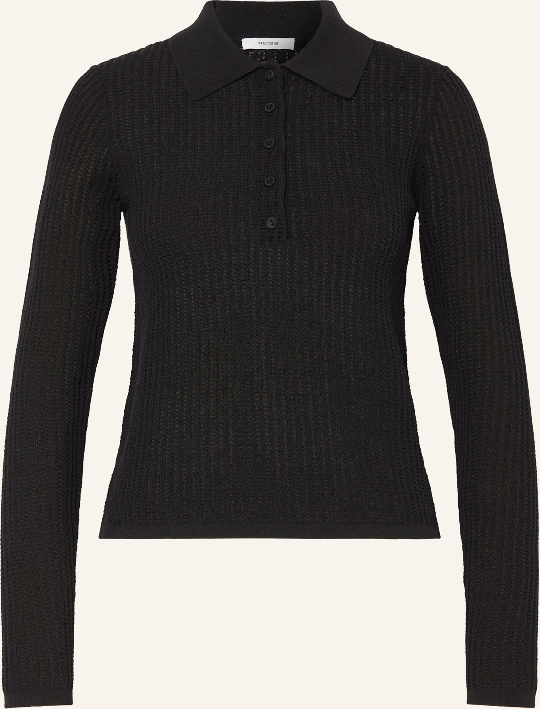 Reiss Strick-Poloshirt India schwarz