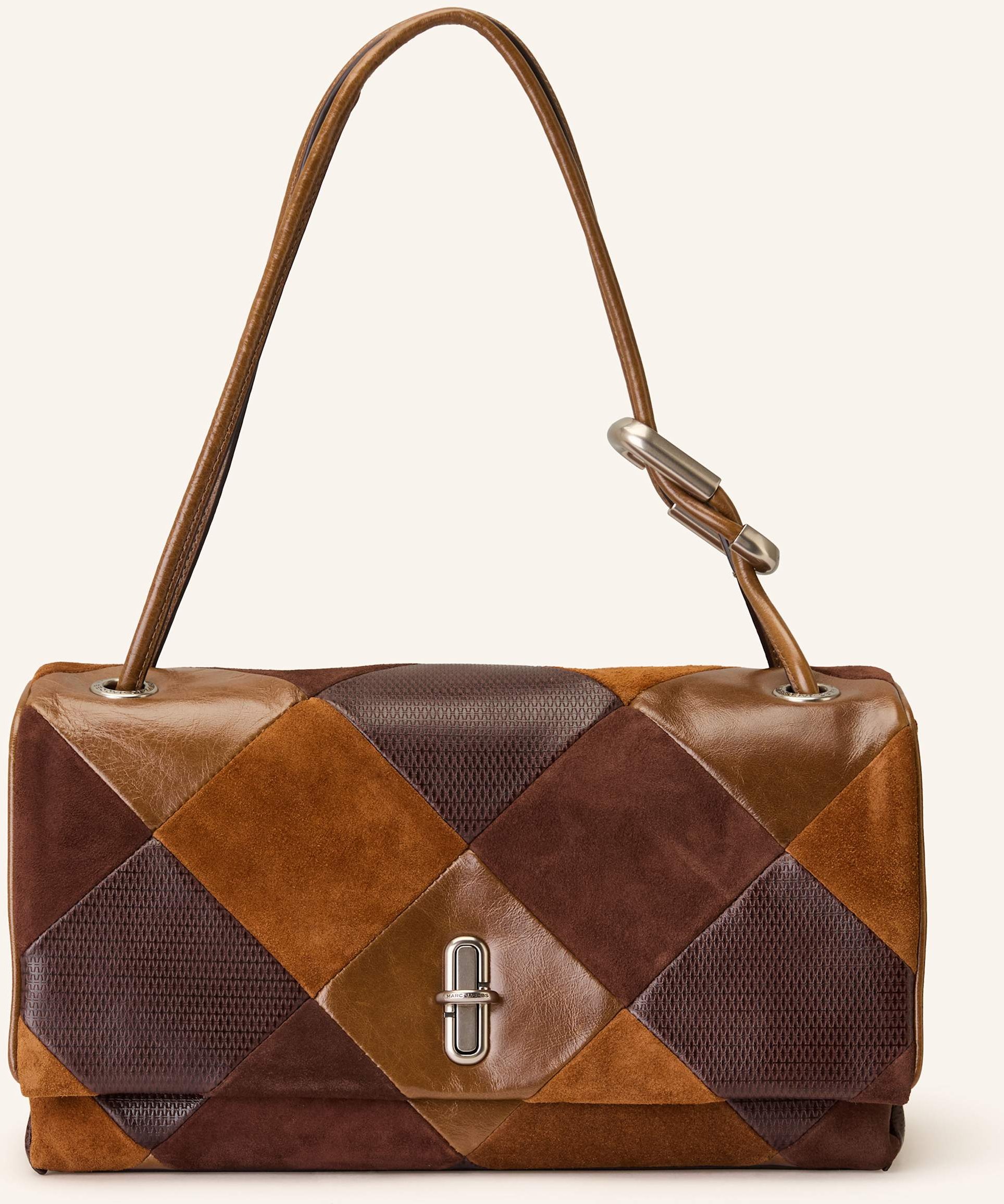 Thumbnail - Marc Jacobs Handtasche The Suede Patchwork Large Dual Bag braun