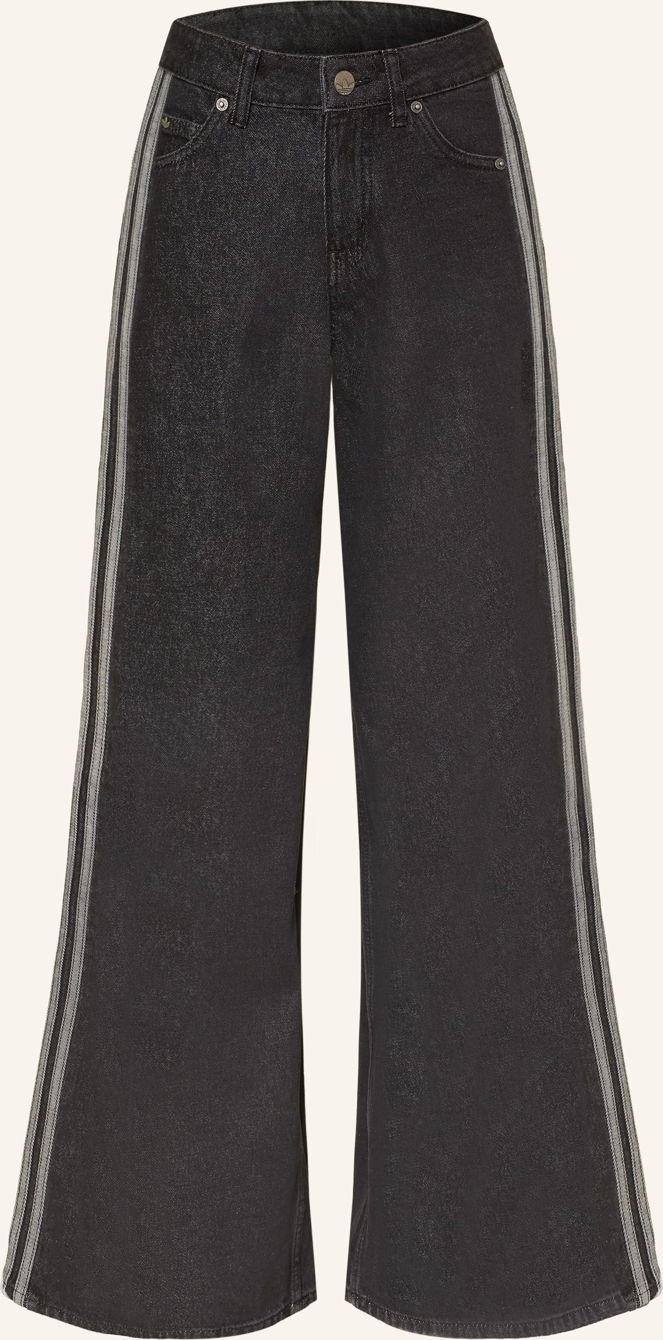 Adidas Originals Wide Leg Jeans Firebird Mit Galonstreifen schwarz