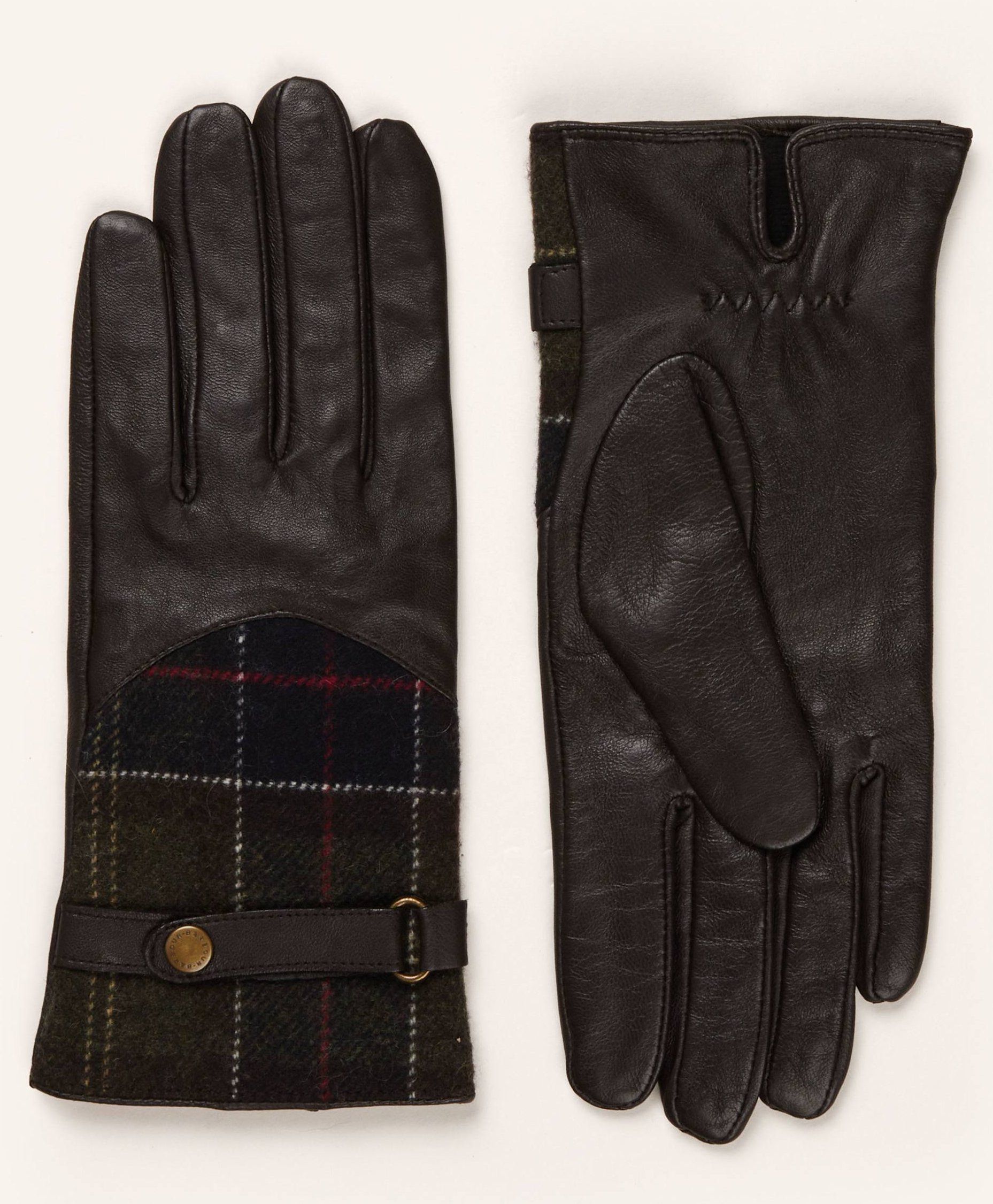 Thumbnail - Barbour Lederhandschuhe Tartan braun